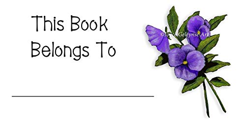 Custom Book Stickers - Personalized Bookplates with Purple Pansies Design | 'This Book Belongs To' Name Labels for School, Library & Gift Books
