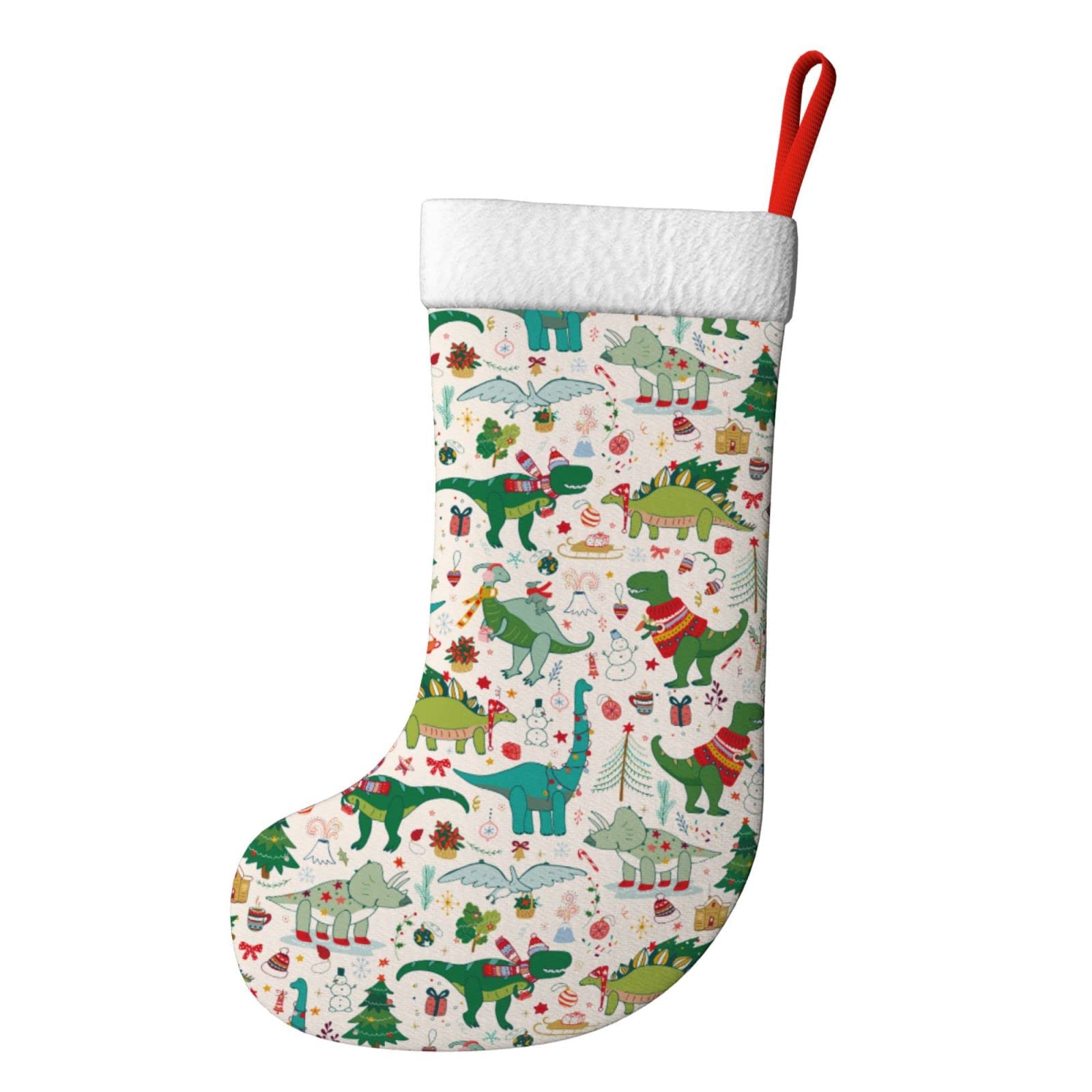 Festive Dinosaur Christmas Stockings - Cute Fireplace Hanging Socks for Holiday Decorations | Perfect for Xmas Tree, Family Gatherings & Gift Giving | Holiday Party Decor & Home Festive Atmosphere