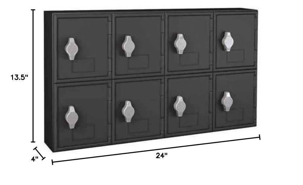 Black Cell Phone Locker with Hasp Lock - 24 Inch Wide Secure Storage for Schools, Offices & Public Spaces