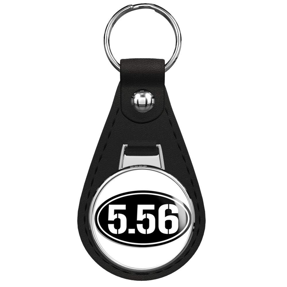 BLACK Oval 5.56 NATO Caliber Keychain - AR-15 Sniper Ammo Replica Gun Bullet Keyring with Silver Ring for Tactical Enthusiasts | Perfect for Military Gifts, Gun Lovers & Outdoor Adventures