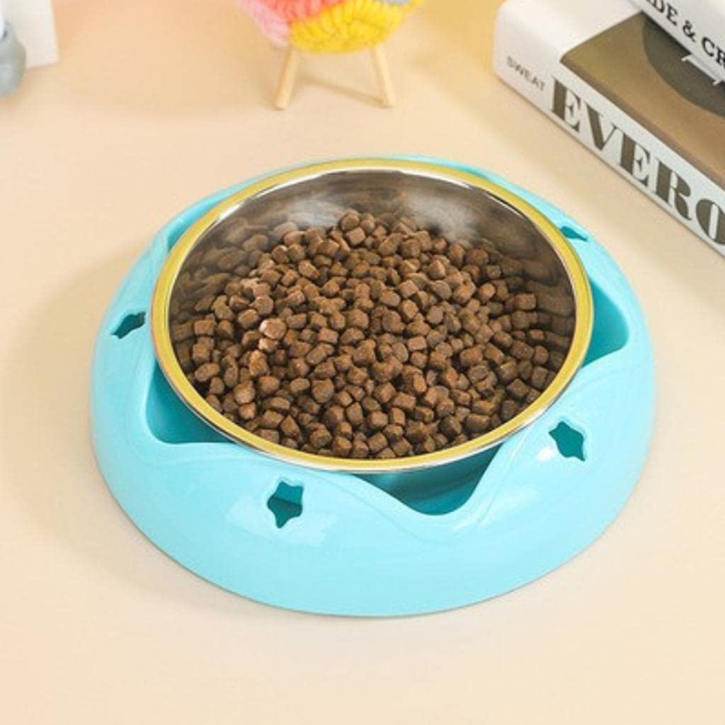 Stainless Steel Pet Bowl for Dogs & Cats - Lyla Travel Food Dish, Non-Slip & Durable, Blue - Perfect for Home, Outdoor, Camping & Travel Use