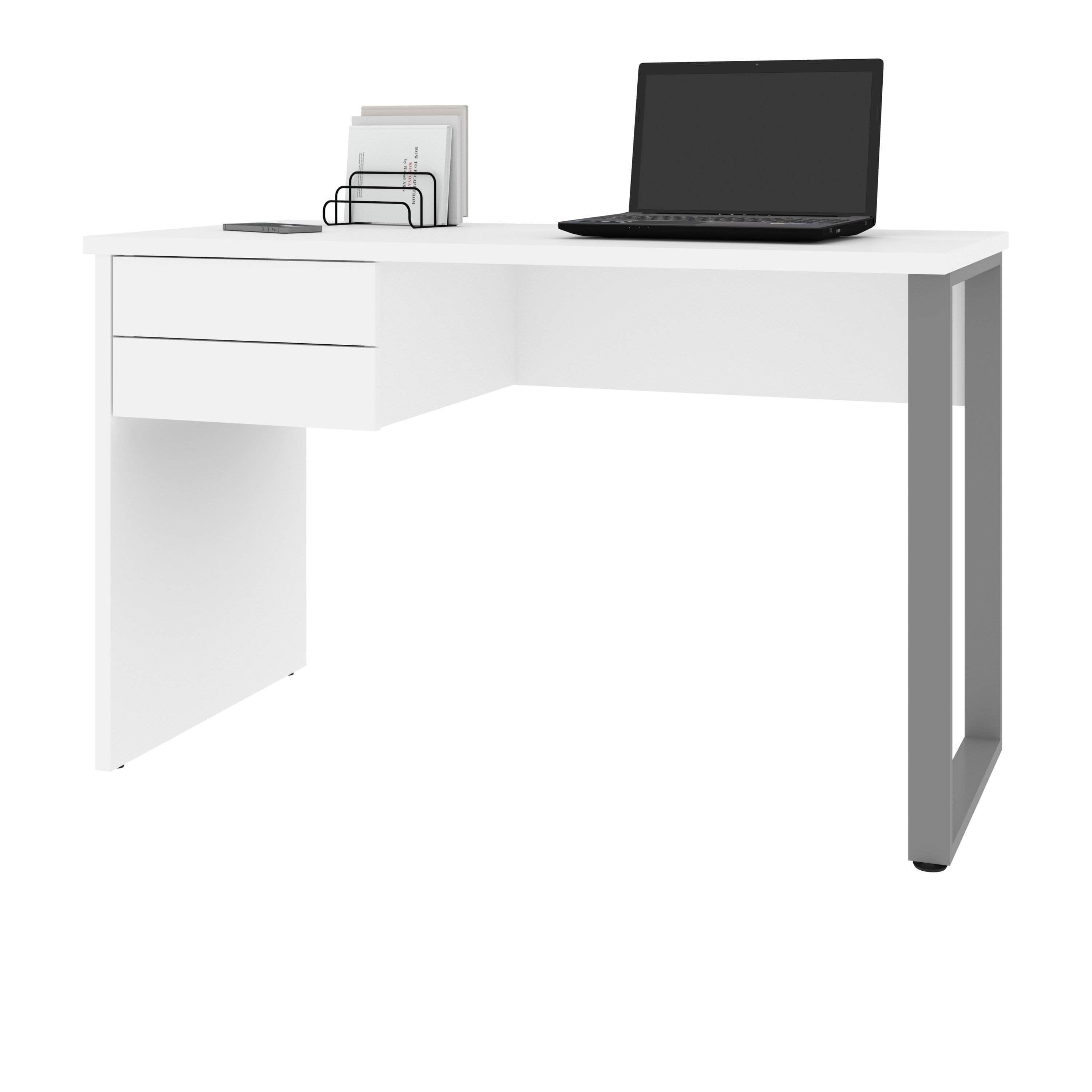Solay 48W Reversible Small Table Desk with U-Shaped Metal Legs - 2 Color Options | Compact Study Desk for Dorm, Office & Small Spaces