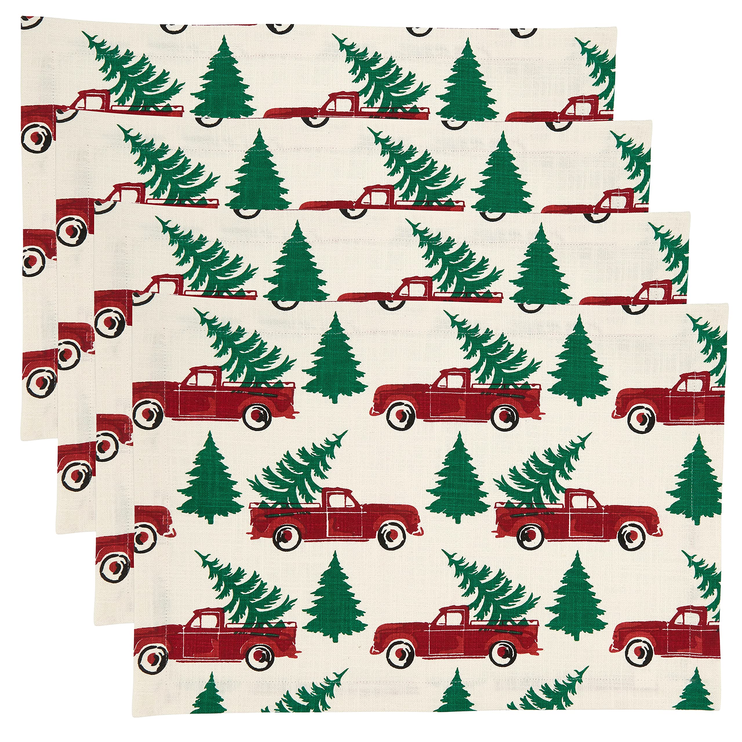 Christmas Truck Placemats Set of 4 - Holiday Dinner Table Decorations for Christmas Party, Winter Home Decor, Festive Dining Accessories