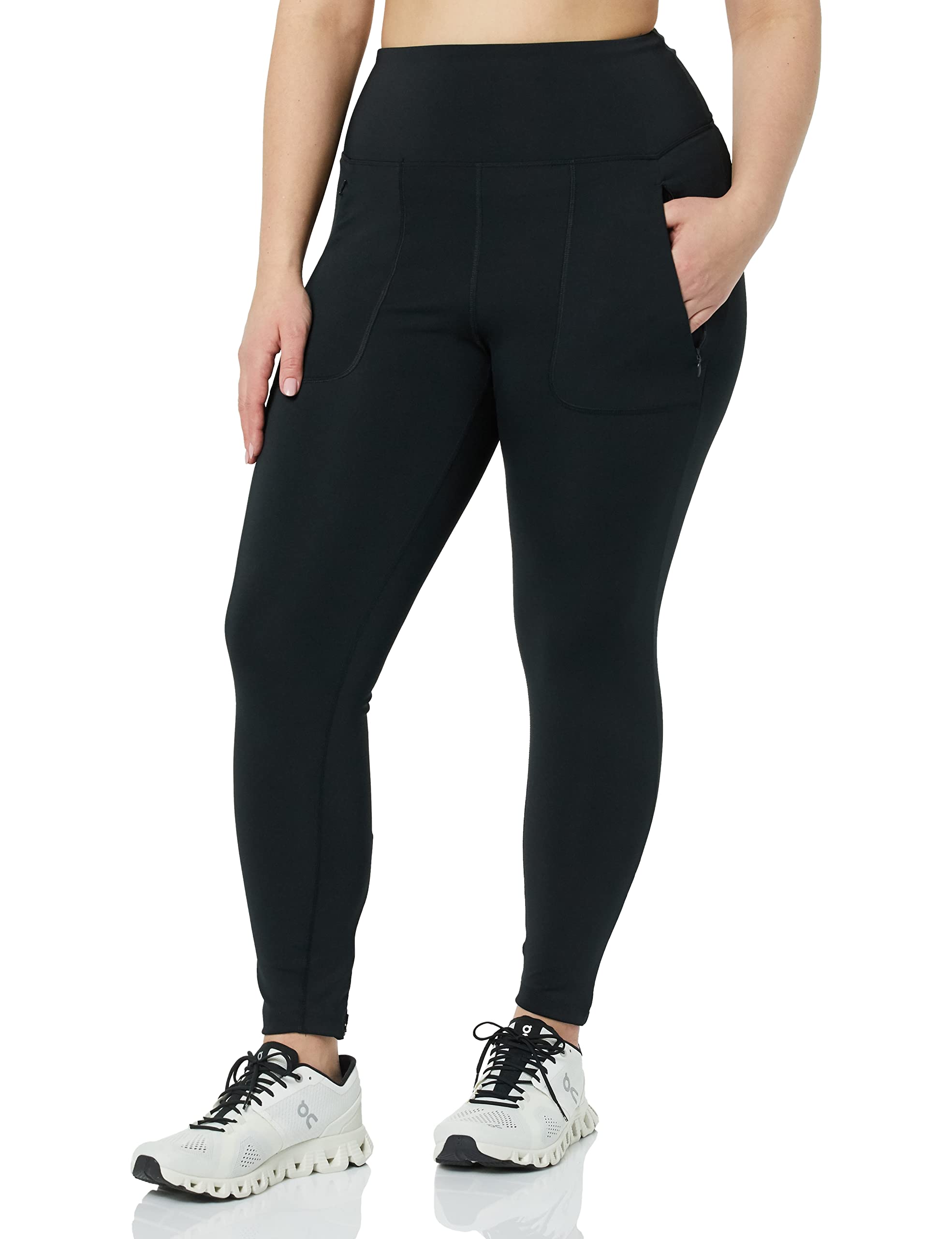 Amazon Essentials Women's Everyday Fitness 7/8 Zipped Leggings - High Waist Yoga Pants for Workout, Running & Lounge Wear - Stretchy Comfortable Activewear with Side Pockets
