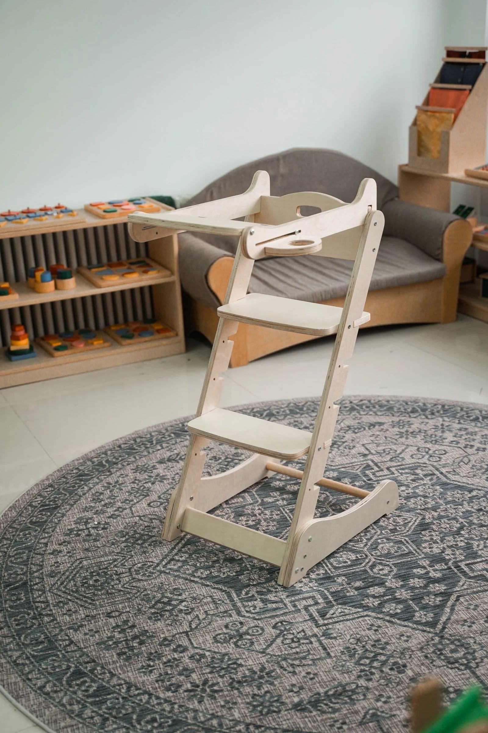 Montessori Wooden Growing Chair for Kids - Adjustable Toddler Learning Chair for Home & Classroom - Perfect for Reading, Eating, and Playtime