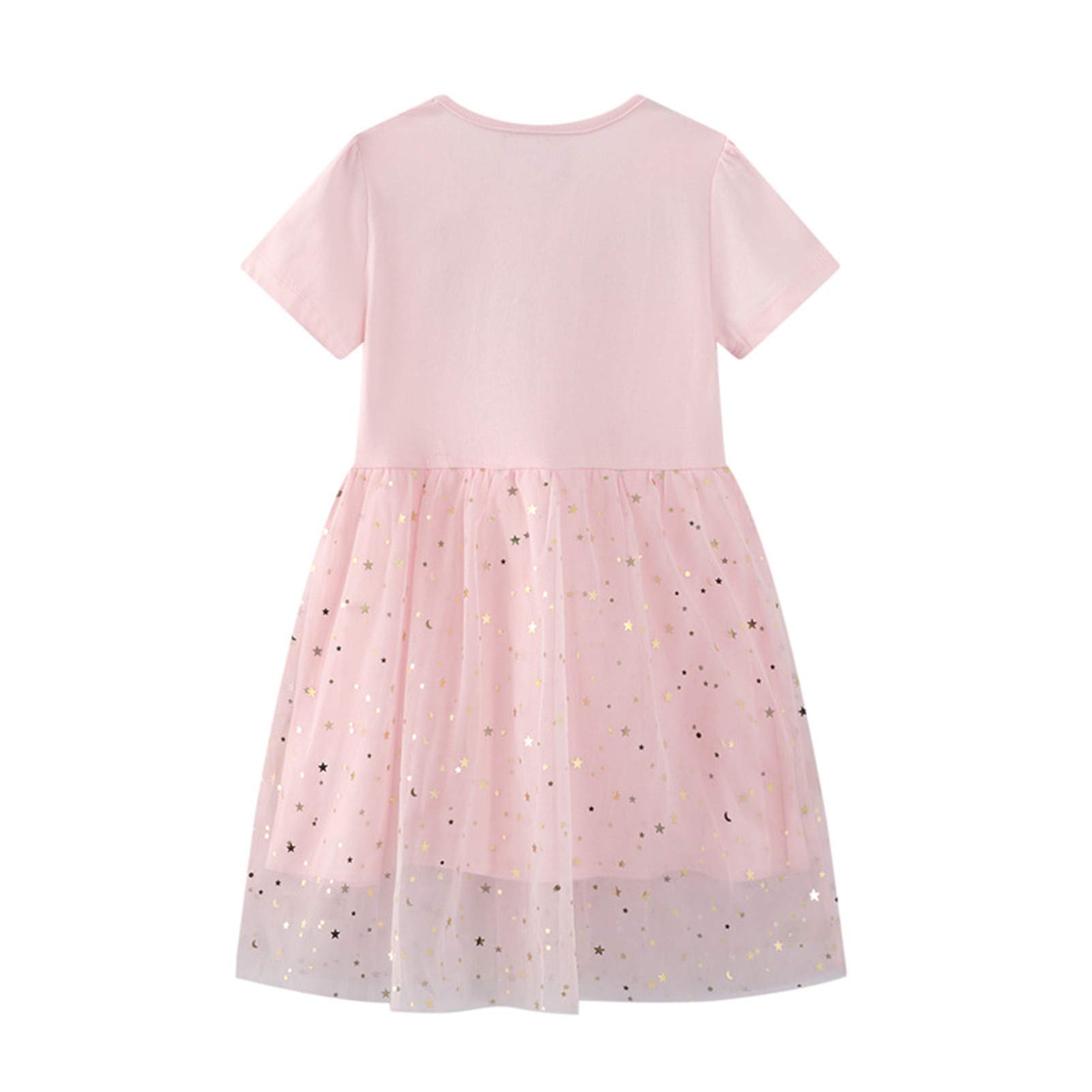 Girls Cotton Casual Pink Tulle Tutu Dress - Short Sleeve Summer Tunic Top Playwear for Toddlers 4T | Perfect for Birthday Parties, Playdates & Photo Shoots