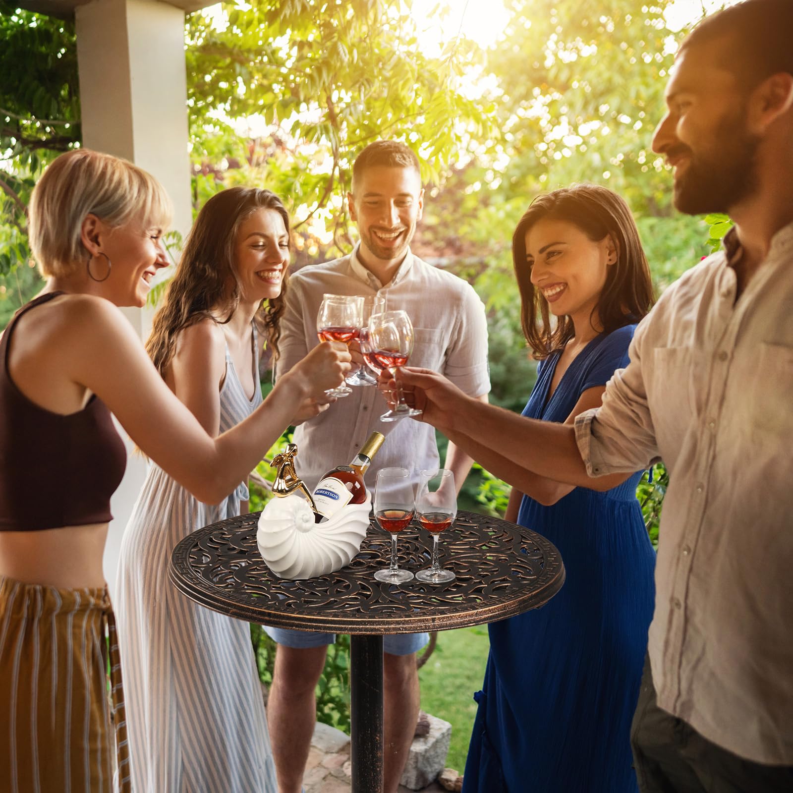 VINGLI 40 Inch Outdoor Bar Height Table - Round Cast Aluminum High Top Pub Table for Patio, Bistro, Cocktail (28