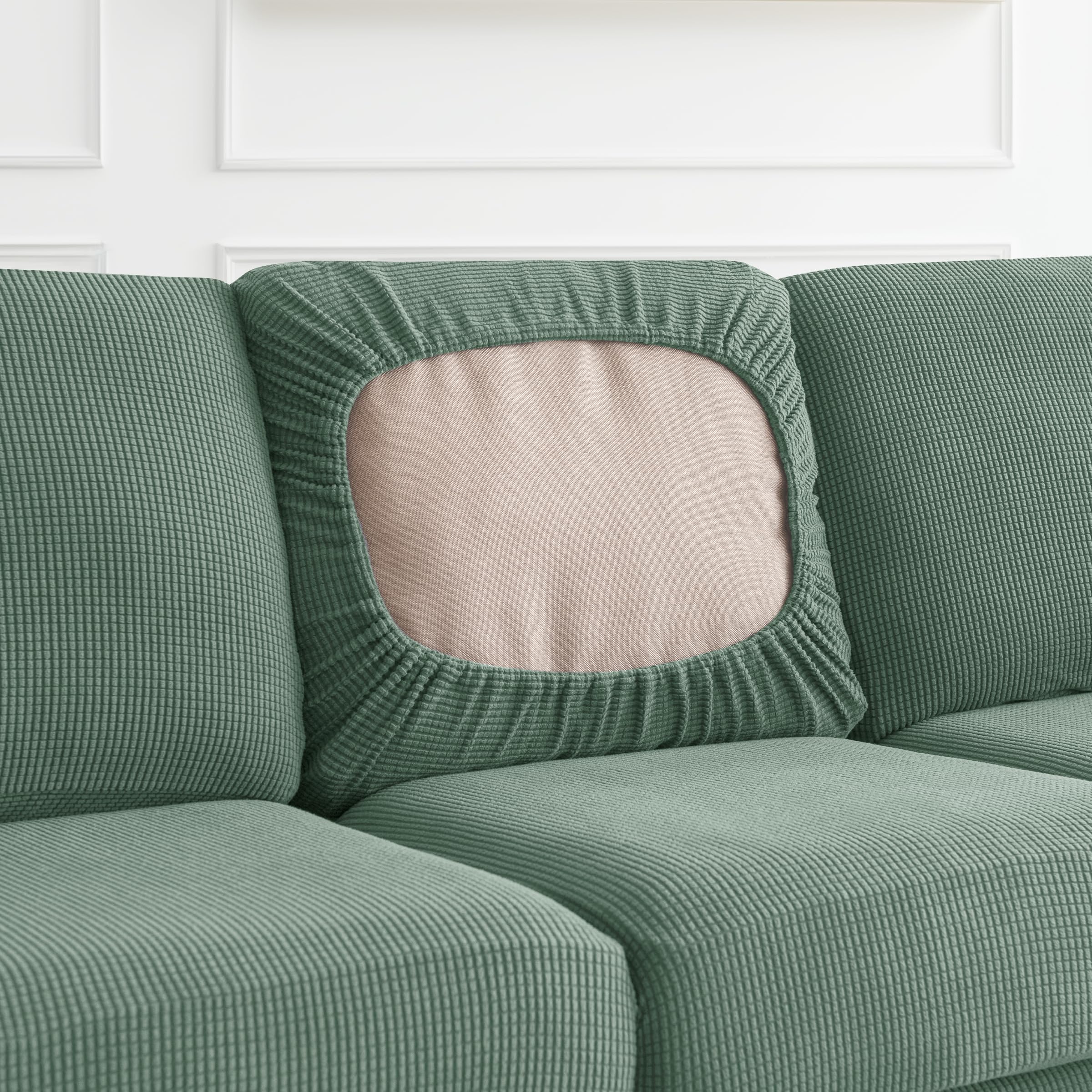 7-Piece Stretch Sofa Slipcover for 3-Cushion Couch - Washable Anti-Slip Furniture Protector with 3 Separate Backrest Covers | Perfect for Pet Owners & Home Decor (Large, Dark Cyan)