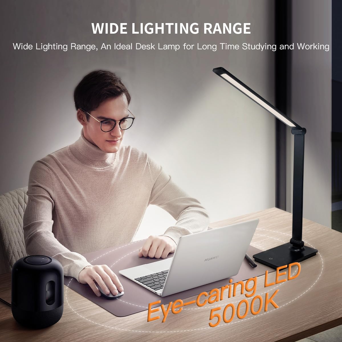 LUJOLUMIN Dimmable LED Desk Lamp - 8W 700 Lumen Foldable Reading Light with 3 Brightness Levels & Touch Control for Kids, Office, Study | Perfect for Night Reading, Homework & Computer Work