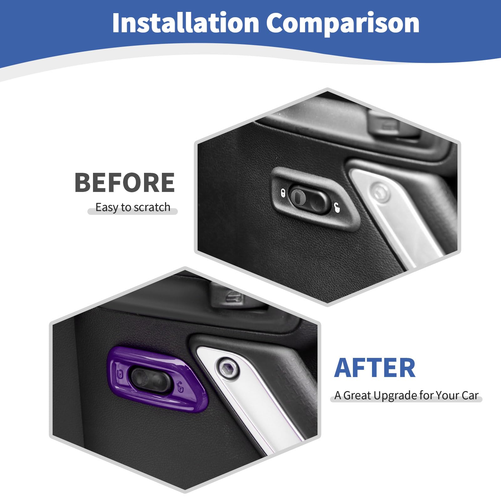 Jeep Wrangler JK JKU Door Lock Switch Cover Trim Bezel (2011-2017) - Purple Interior Accessories (2-Pack) | Durable ABS Plastic Upgrade for Enhanced Protection & Style | Perfect for Off-Road Adventures & Daily Driving