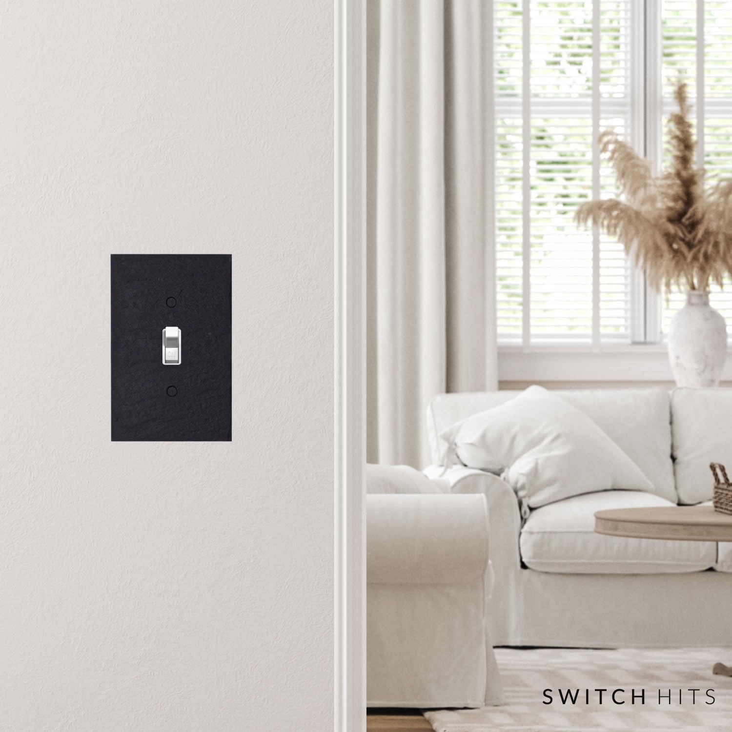 Decorative Vermont Slate Charcoal Light Switch Cover - Single Toggle Outlet Wall Plate, 1 Gang, 3.25