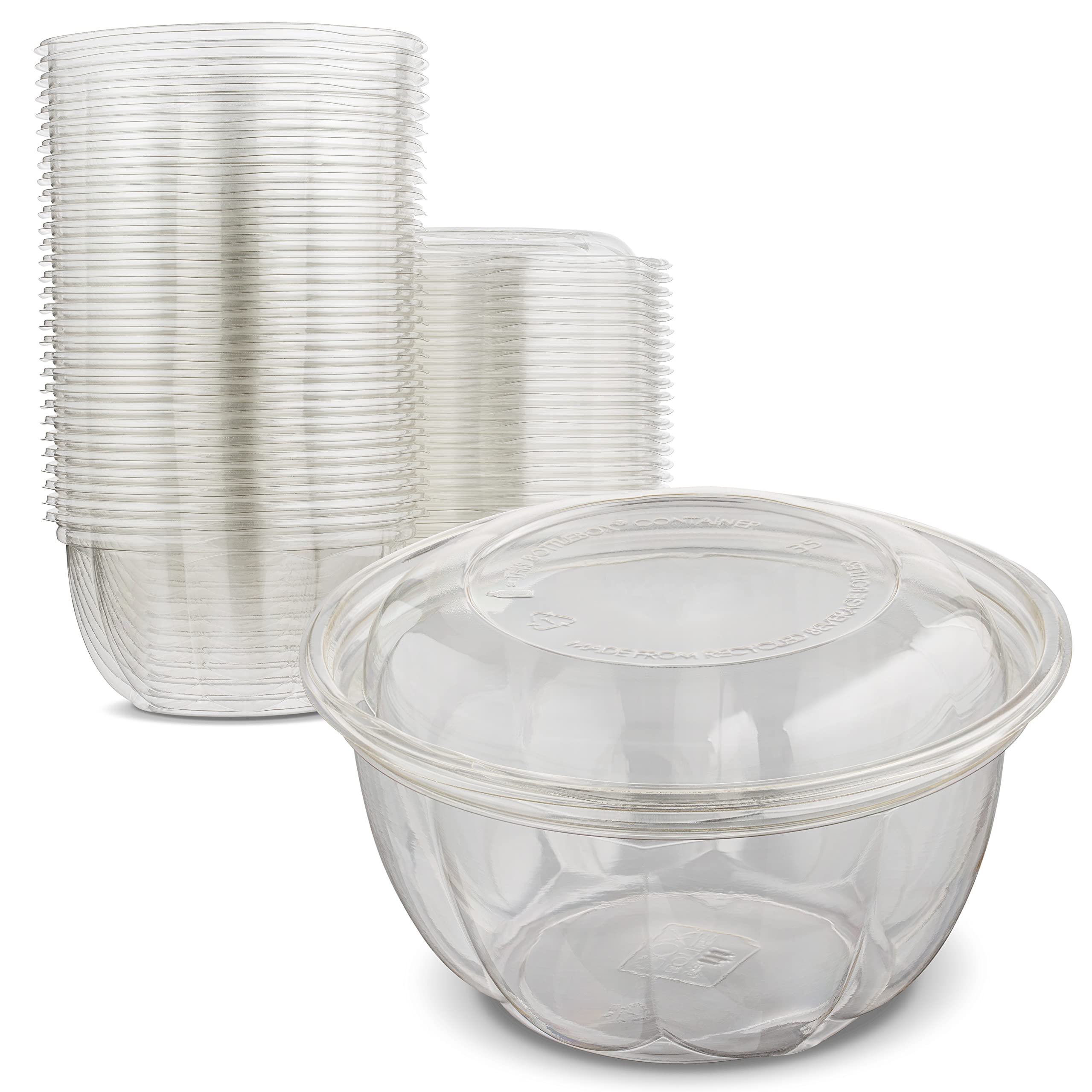 Clear PET Salad Bowl with Lid - 32oz Plastic Serving Bowls for Travel & Parties (20-Pack)