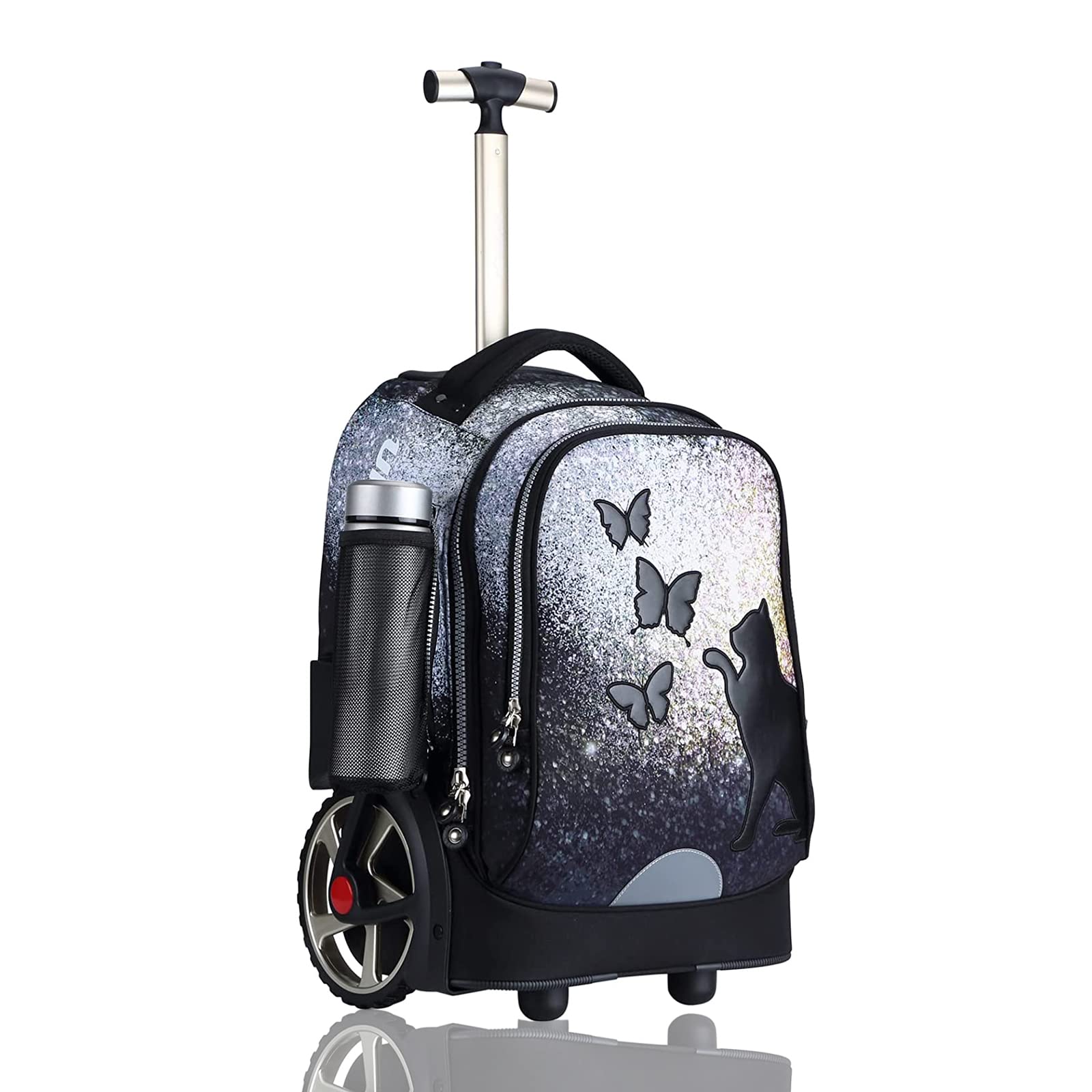 UNIKER 14 Inch Rolling Laptop Backpack with Wheels - Durable Wheeled Bookbag for Teens & High School Students, Galaxy Print School Backpack for Travel, Commuting & College Campus Use