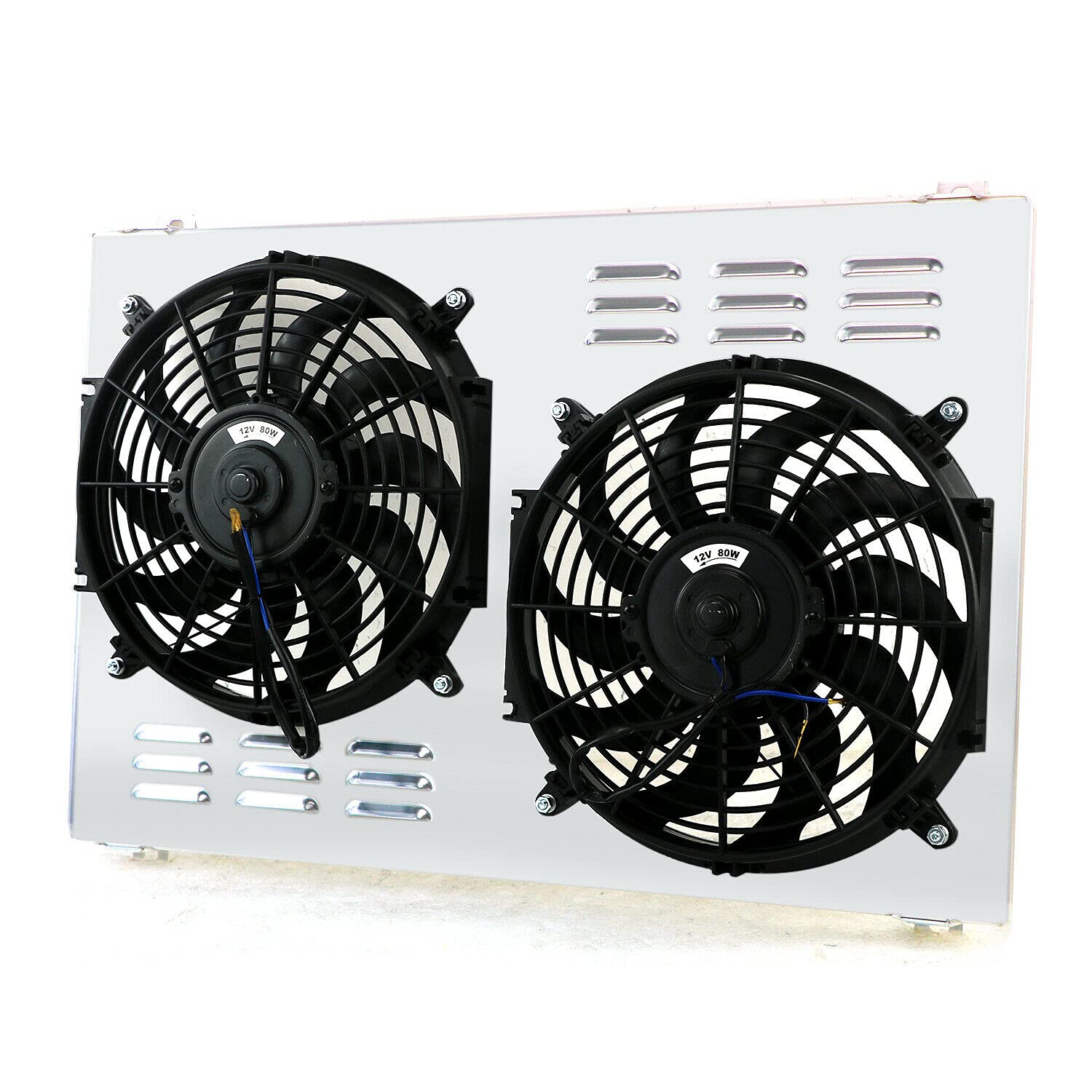ECMRAD Aluminum Radiator Shroud with Dual Electric Fans for 1968-1972 Oldsmobile Cutlass & Chevelle Malibu - Fits 5.7L 6.6L 7.5L V8 Engines | High-Performance Cooling Upgrade for Classic Car Restoration & Hot Rod Builds
