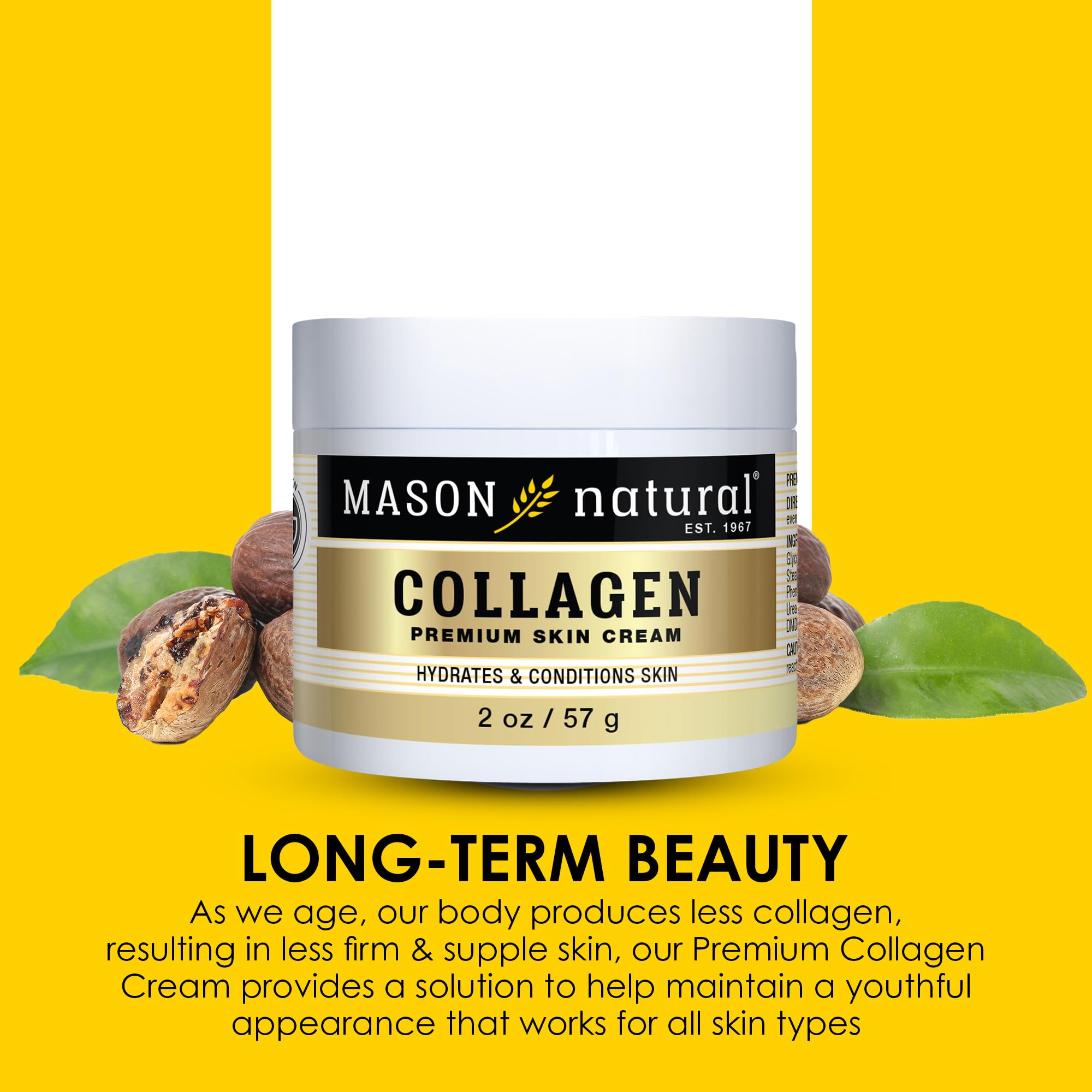 MASON NATURAL Premium Collagen Anti-Aging Face & Body Cream - Deep Hydration & Firming Moisturizer with Pear Scent, Paraben-Free, 2oz (3-Pack) - Perfect for Daily Skincare Routine & Nighttime Rejuvenation