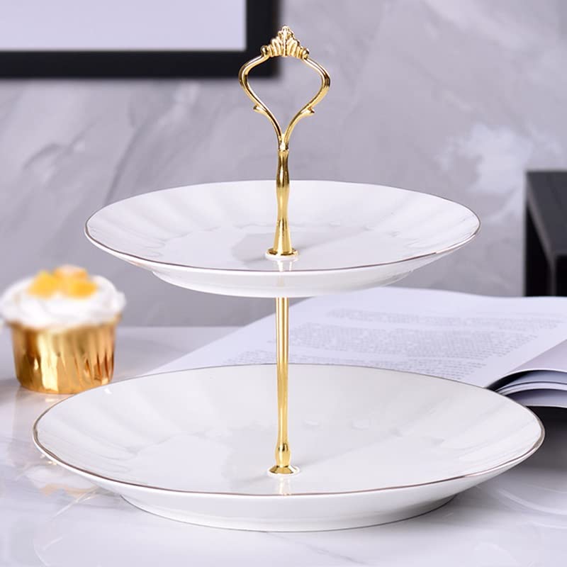 2 Tier Ceramic Cupcake Stand - Elegant White Cake Display Tower for Desserts, Fruits & Snacks | Perfect for Tea Parties, Baby Showers, Birthdays & Wedding Receptions (Size C)