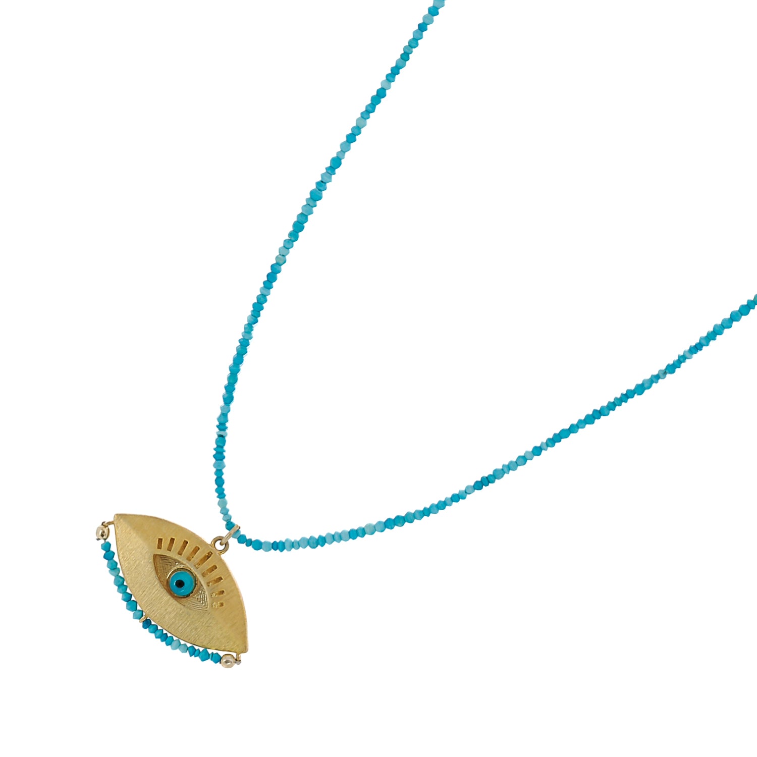 Evil Eye Necklace for Women - Gold Pendant with Tiny Turquoise Stone Beads for Protection & Positive Energy | Boho Jewelry Gift for Birthday, Anniversary & Everyday Wear