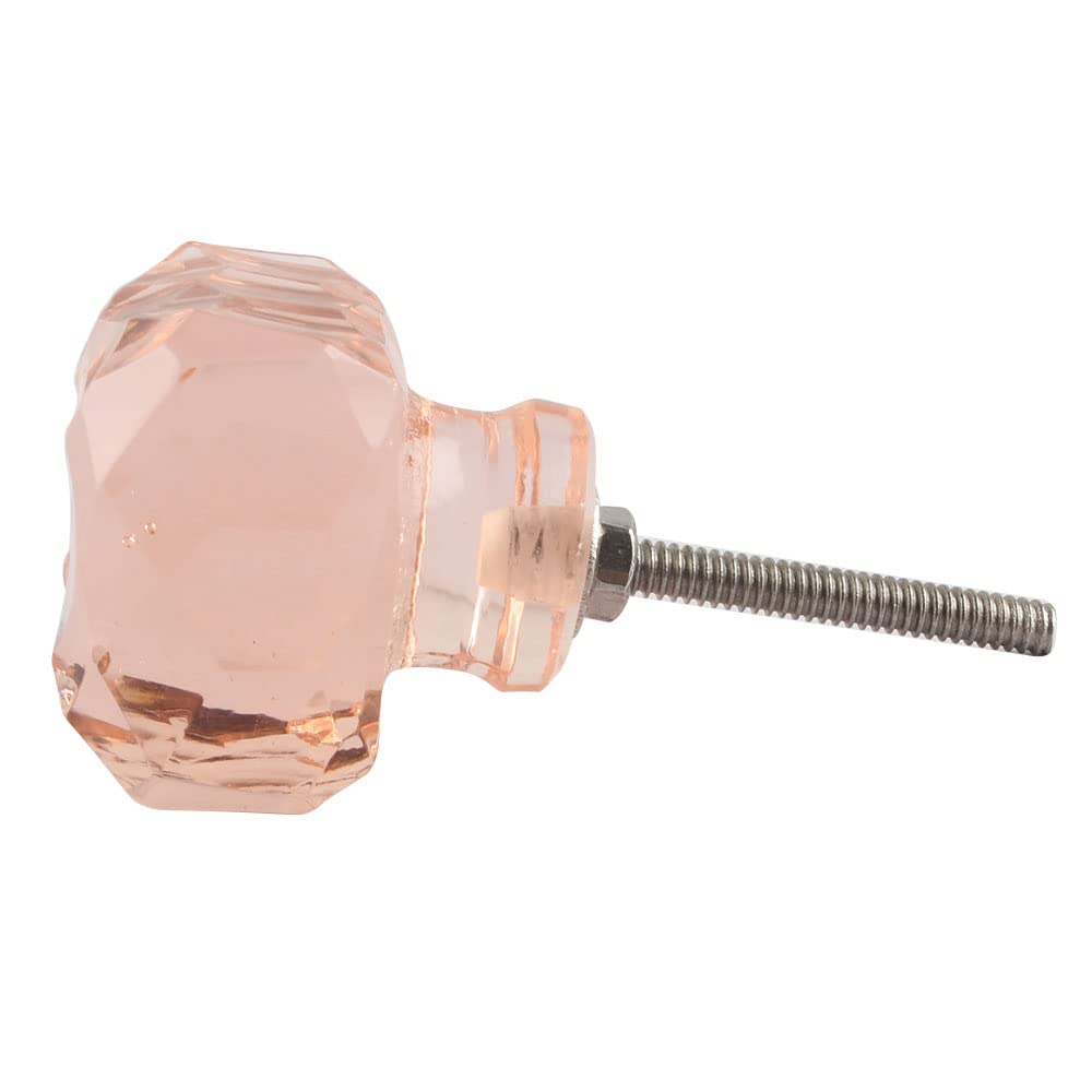 16 Pack Pink Diamond Glass Drawer Knobs - Luxury Kitchen Cabinet Hardware & Dresser Pulls for Home Decor Upgrade (Perfect for Bedroom, Bathroom, and Office Furniture)