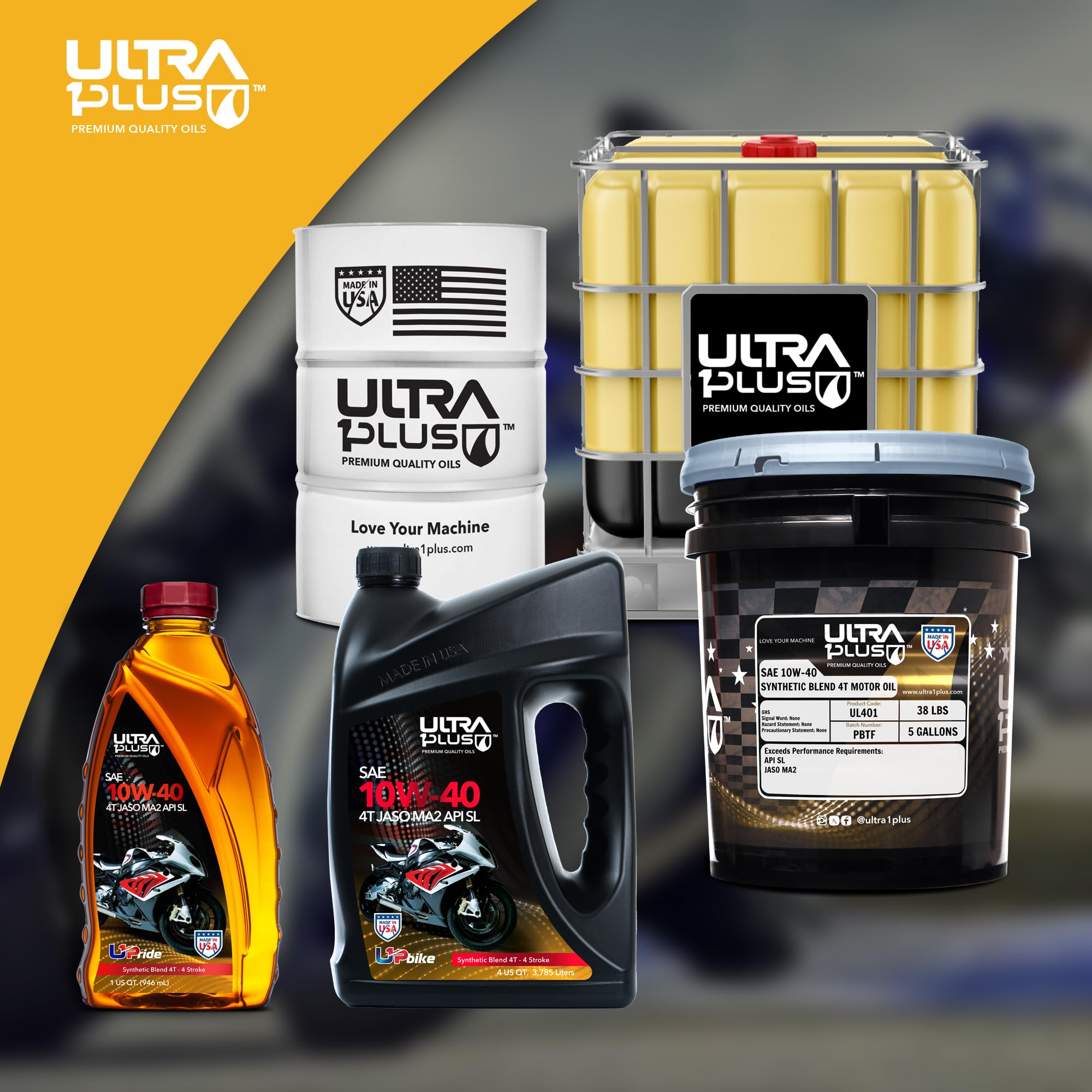 4T 10W-40 Synthetic Blend Motorcycle Engine Oil - API SL JASO MA2 Certified - 4 Gallon (1 Gallon x 4) for High Performance Bikes - Perfect for Cruisers, Touring & Sport Motorcycles in All Weather Conditions
