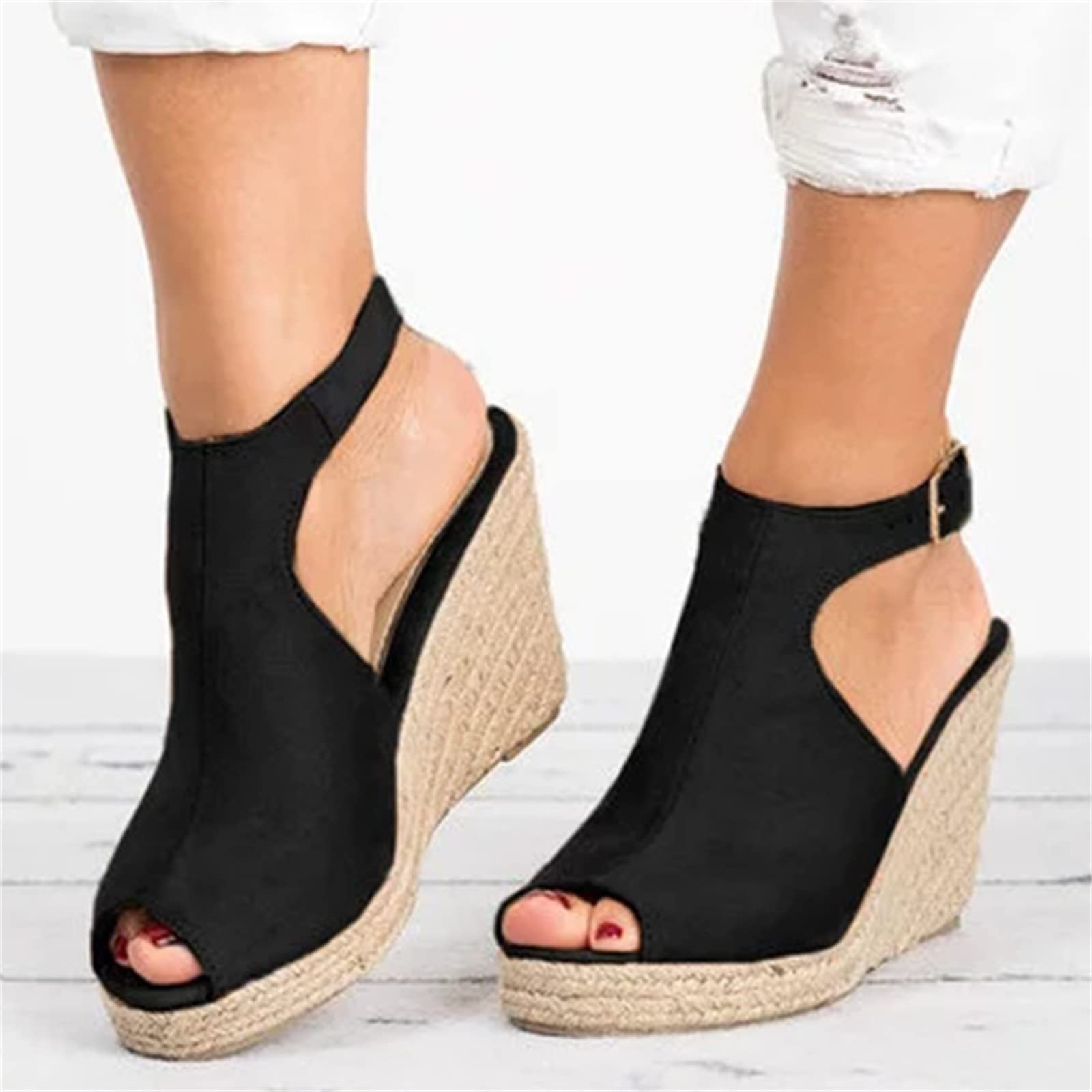 Women's Casual & Dressy Wedge Sandals with Ankle Strap - Low Heel Open Toe Strappy Platform Sandals for Summer, Beach, and Everyday Wear