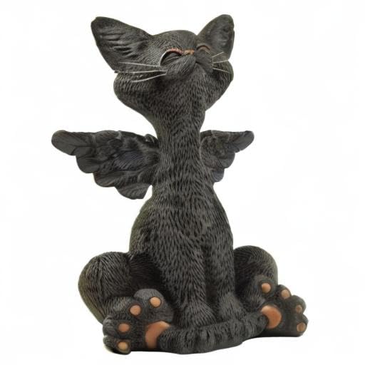 Whimsical Black Cat Angel Figurine with Wings - Happy Cat Collection - Unique Gift for Cat Lovers, Home Decor & Memorial Keepsake | Perfect for Christmas, Birthdays & Pet Loss Comfort