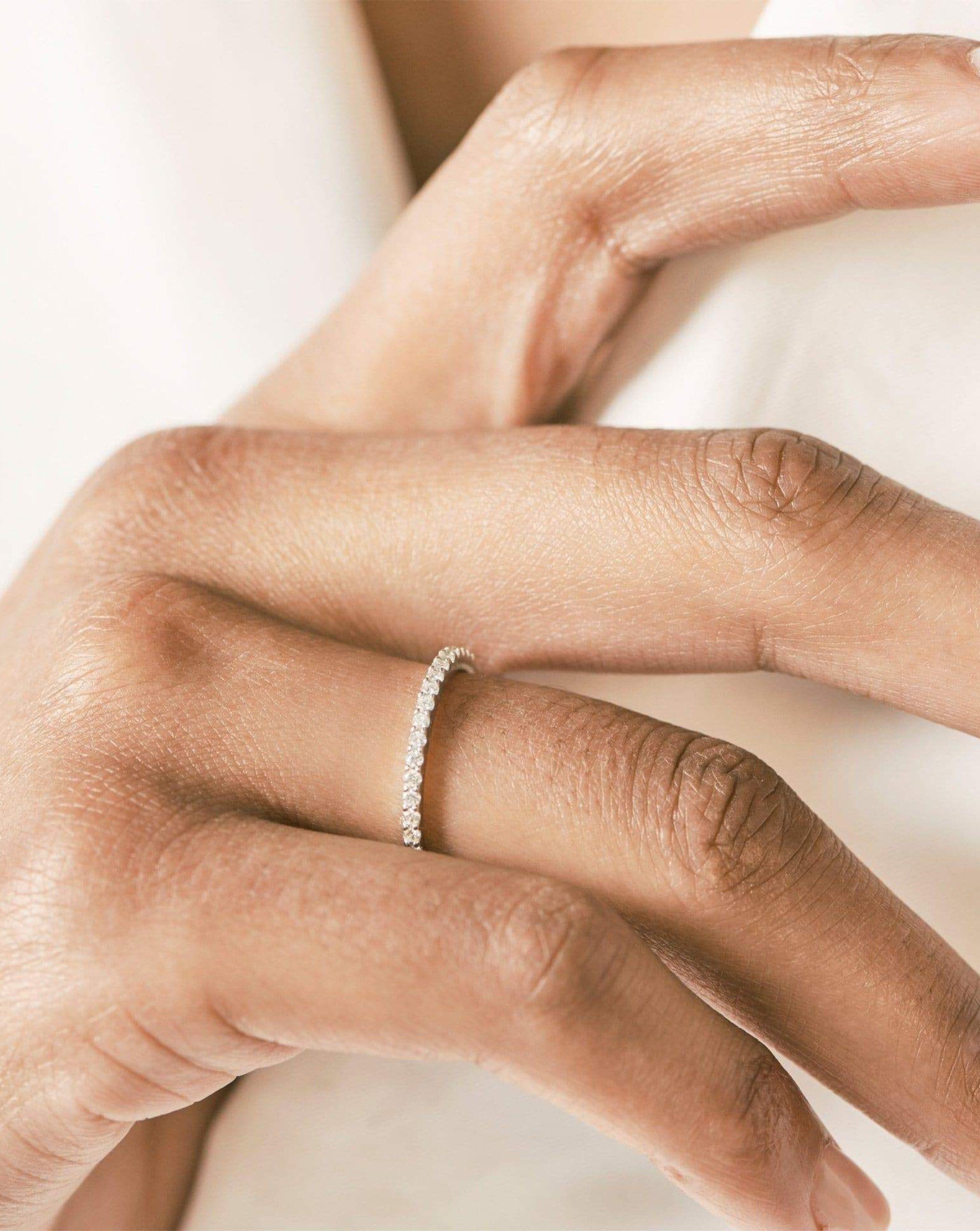 14K White Gold Diamond Eternity Band Ring for Women - Elegant Stackable Wedding Band, Anniversary Gift for Her, Perfect for Everyday Wear & Special Occasions