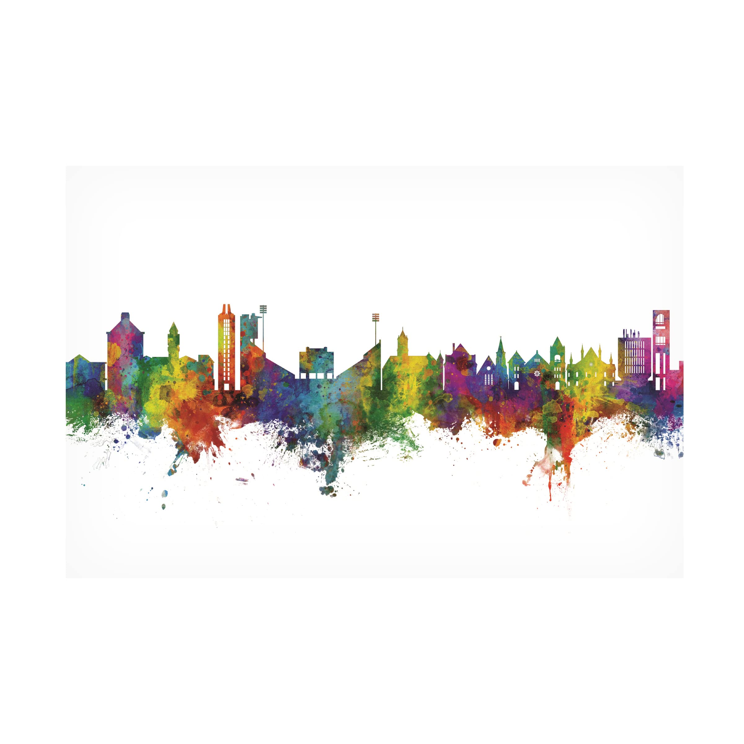 Michael Tompsett 'Lawrence Kansas Skyline' Canvas Art Print - Modern Cityscape Wall Decor for Living Room, Office & Home