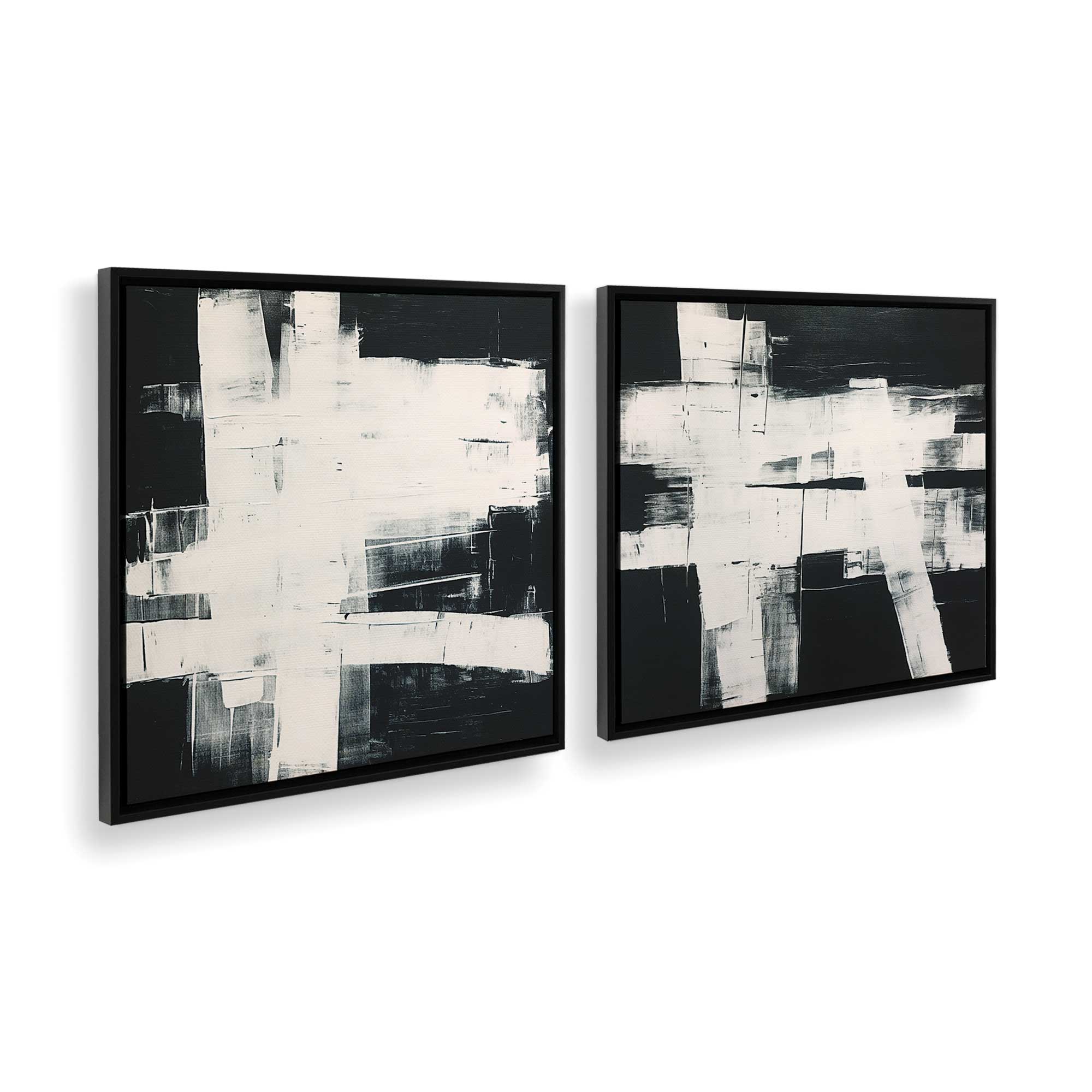 Eclipsed Onyx Tangle Wall Art - Set of 2 Canvas Prints for Modern Home & Office Decor | Perfect for Living Room, Bedroom or Workspace