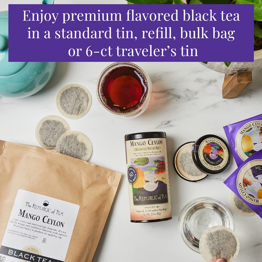 The Republic of Tea – Mango Ceylon Black Tea Bags, 250 Count | Premium Loose Leaf Tea for Weight Loss & Metabolism Boost | Perfect for Morning Energy, Afternoon Pick-Me-Up & Relaxing Evening Tea Time