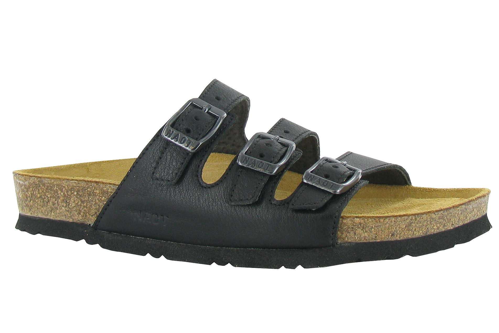 NAOT Women's Austin Sandal - Soft Black Leather Comfortable Walking Shoes Size 4 US - Perfect for Travel, Casual Outings & Summer Wear