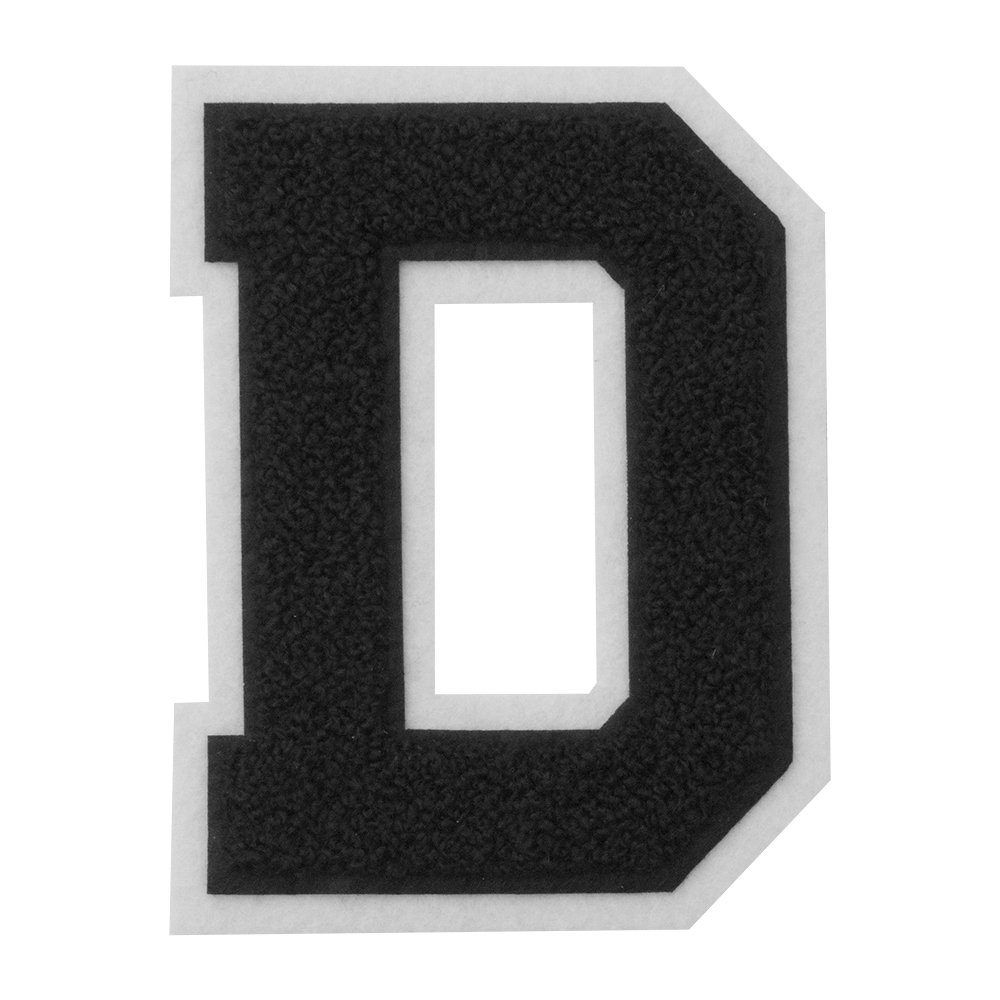 Black on White 4.5 Inch Heat Seal & Sew On Chenille Varsity Letter Patch - Perfect for Jackets, Backpacks, and DIY Crafts