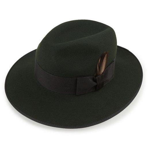 Madison Wool Felt Trilby Hat for Women - Classic Moss Green Fedora Style Hat - Perfect for Outdoor Events, Parties, and Fashion Accessories