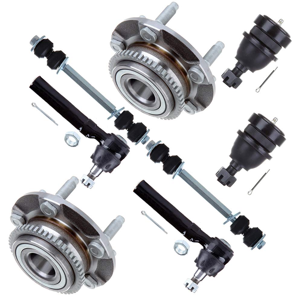 High-Quality Front Wheel Hub, Bearing, Outer Tie Rod Ends, Sway Bar Link & Lower Ball Joints Suspension Kit (8-Piece) - Compatible with 1994-2004 Ford Mustang | Perfect for Smooth Ride, Handling & Off-Road Performance