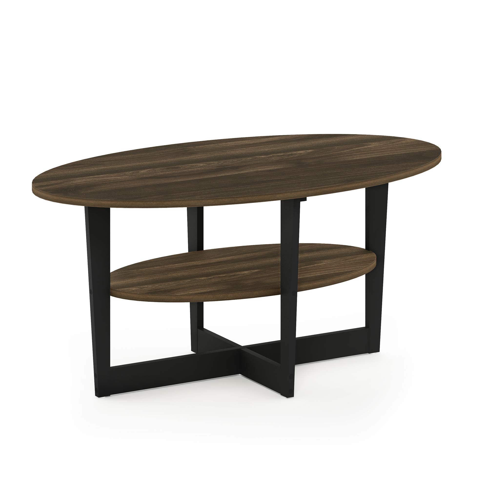 Furinno Walnut & Black Coffee Table - 1-Pack Modern End Table for Living Room, Bedroom, or Office - Sturdy & Space-Saving Design