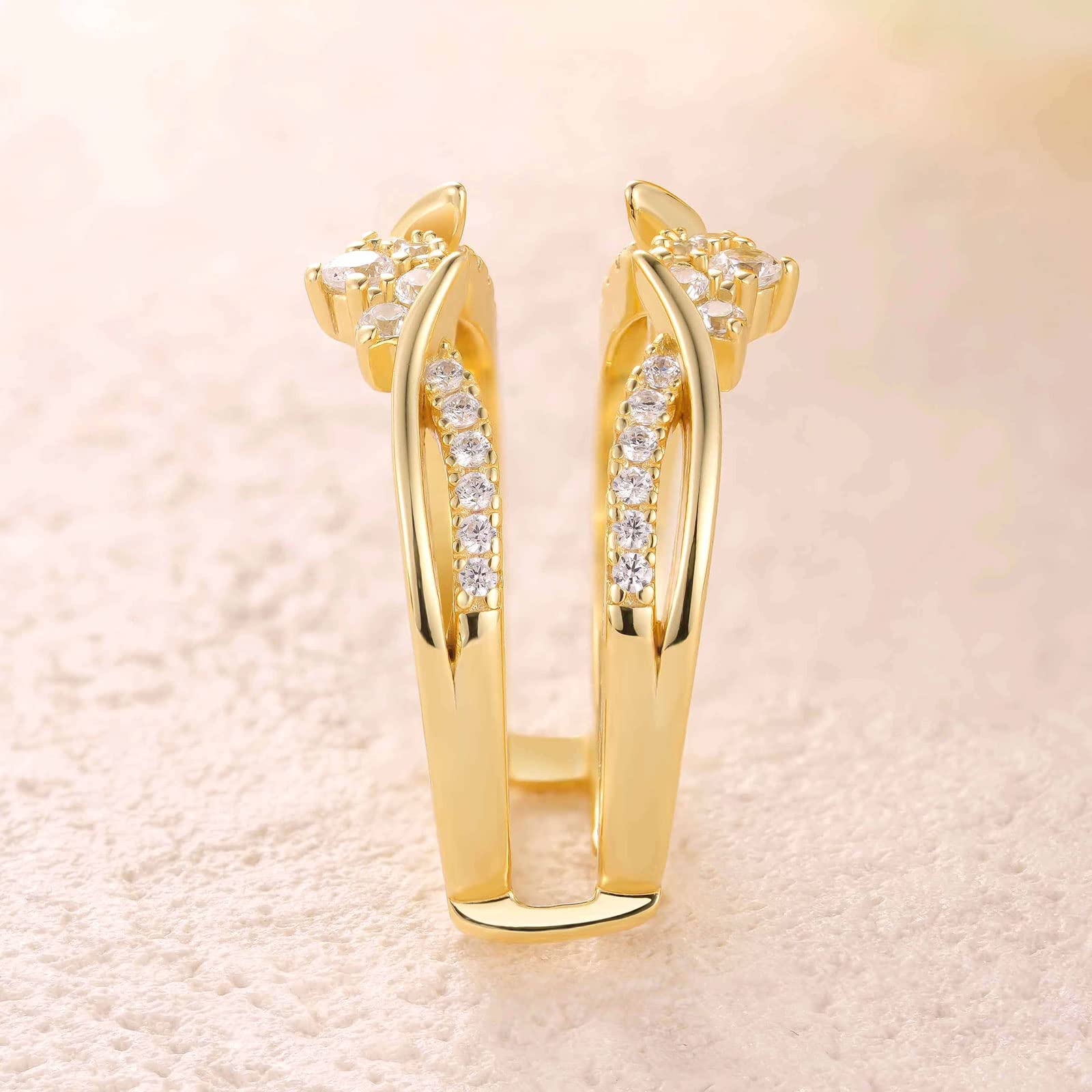 SHELOVES Rose Gold Plated Guard Ring Enhancers for Engagement Rings - AAAAA CZ 925 Sterling Silver (Sizes 5-12) | Perfect Wedding Band Enhancer & Anniversary Gift for Her