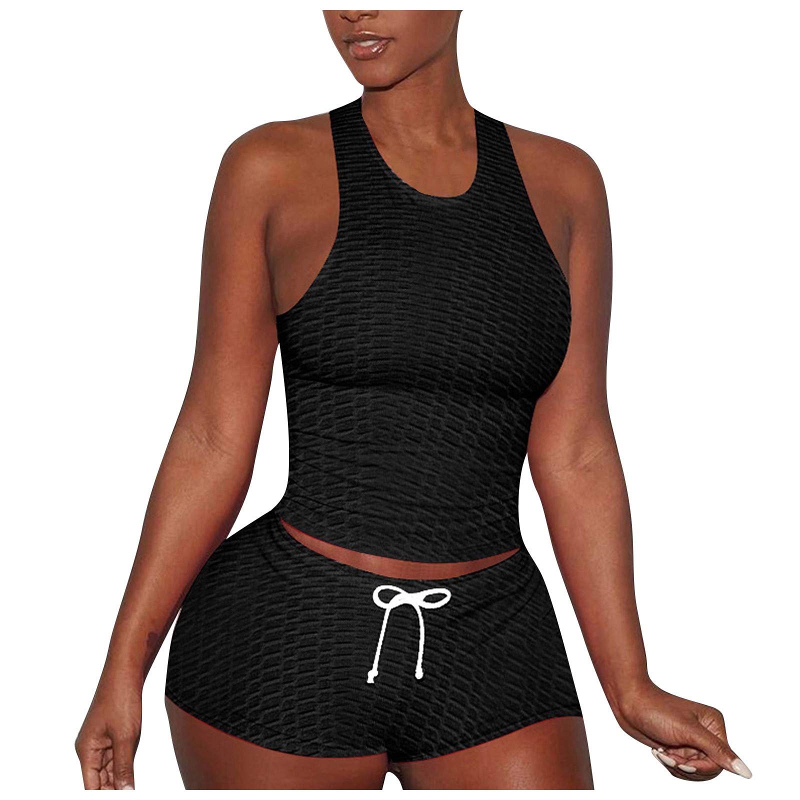 High Waist Seamless Yoga Outfits for Women - 2 Piece Workout Set with Crop Tank Top & Shorts | Perfect for Gym, Running, Pilates & Home Fitness