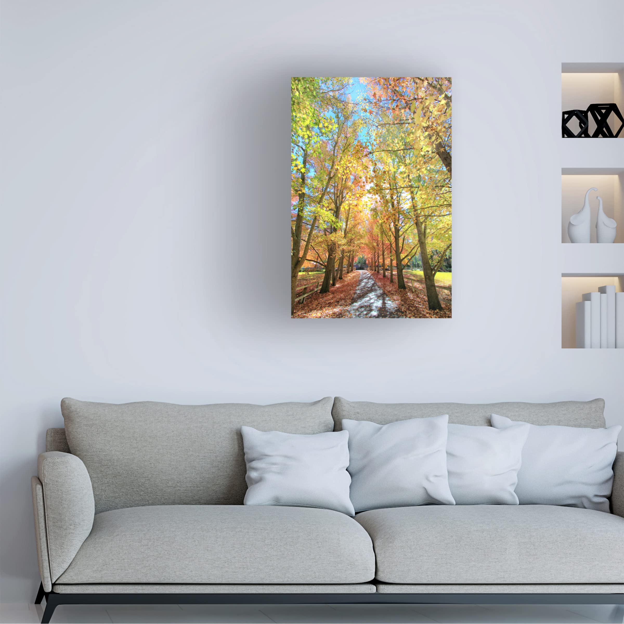 Trademark Fine Art 'Colours Of Autumn' Canvas Wall Art by Beata Czyzowska - Autumn Landscape Painting for Living Room, Bedroom & Office Decor