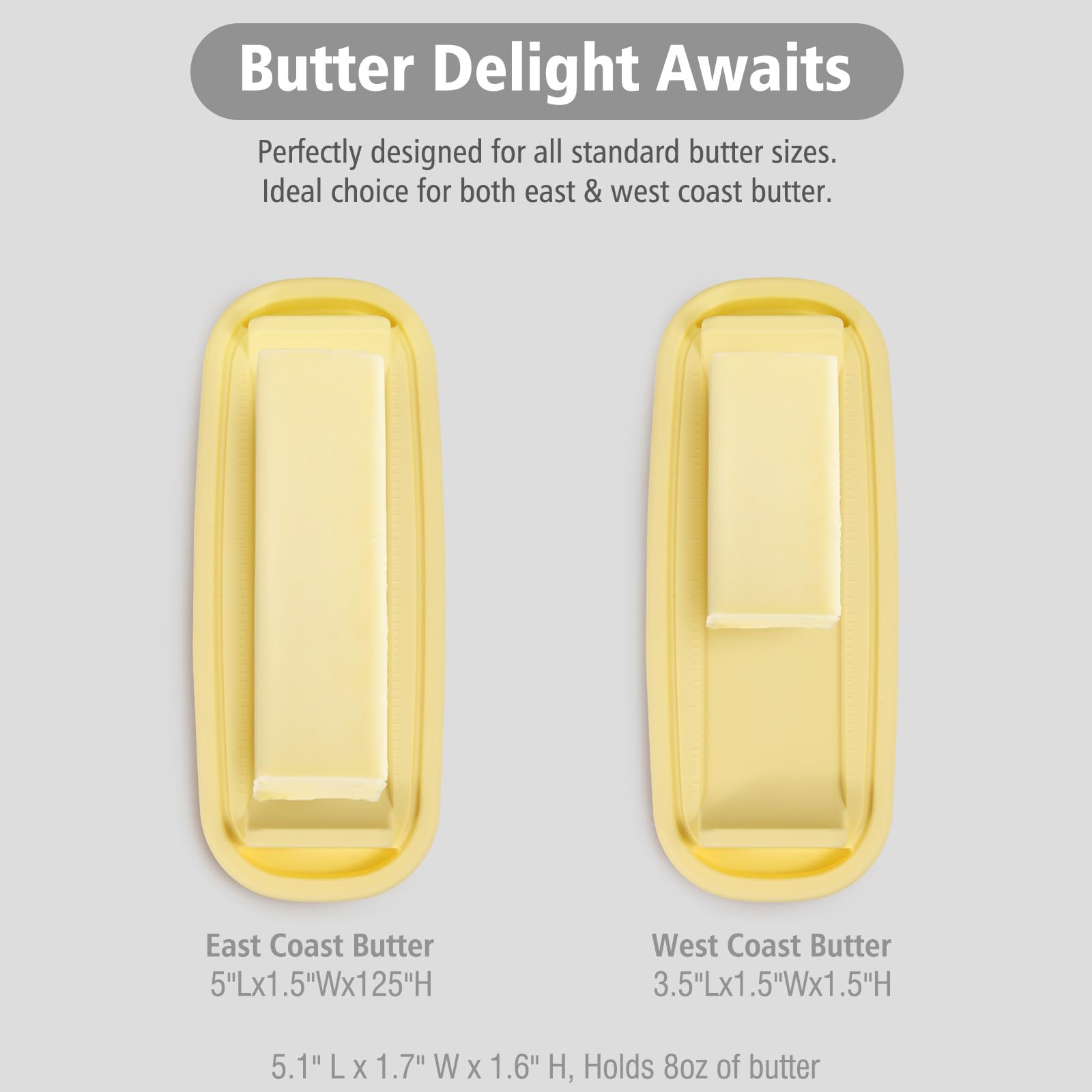 Clear Plastic Butter Dish with Lid and Knife - Butter Keeper for Countertop & Refrigerator - Easy Scoop & Clean - Perfect for West & East Coast Butter - Ideal for Breakfast, Baking, and Kitchen Storage