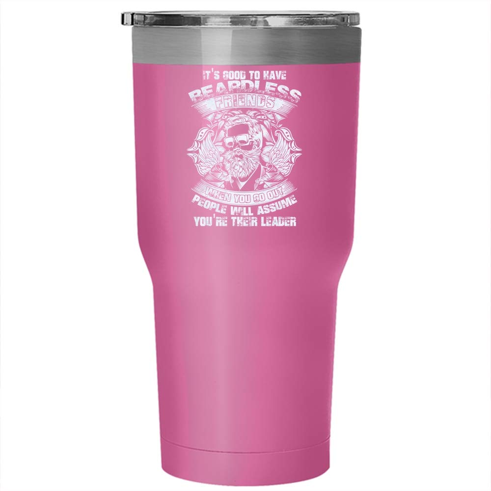 30 oz Stainless Steel Beardless Friends Tumbler - Insulated Travel Mug with Lid, Funny Gift for Men & Women, Perfect for Office, Gym & Outdoor Adventures (Pink)