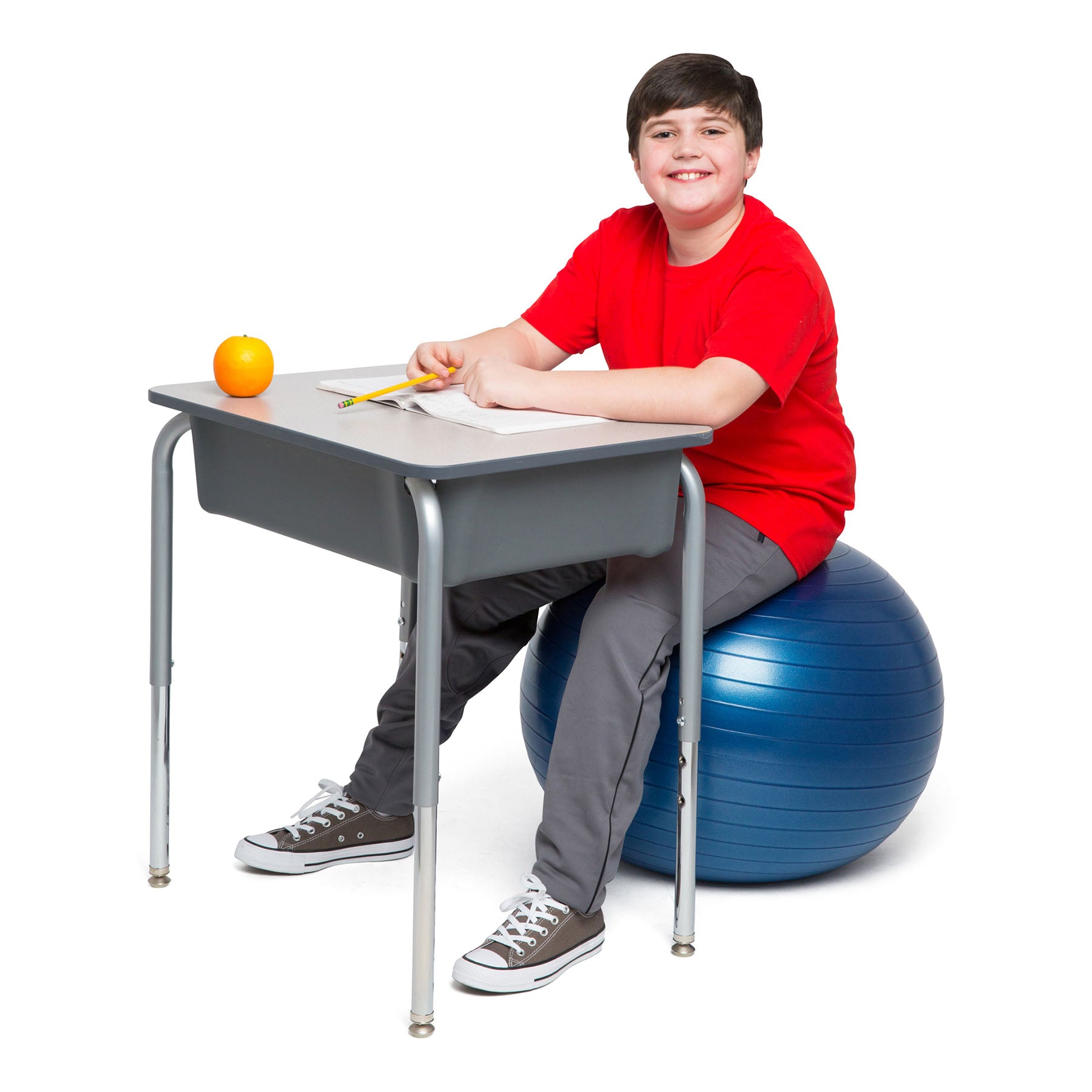 Bouncyband® 55cm Blue Balance Ball for Kids & Adults – Improve Focus, Fitness & Posture – Perfect for Classroom, Office & Home Workouts
