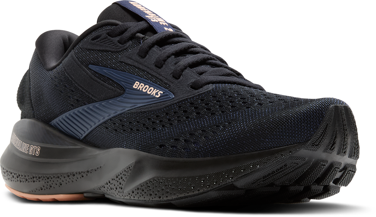 Women's Adrenaline GTS 24 Running Shoes - Black/Peacoat/Peach - Lightweight Supportive Sneakers for Jogging, Gym Workouts & Daily Walking