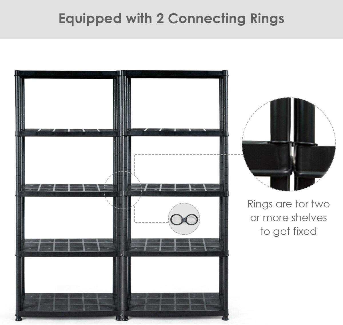 5-Tier Heavy Duty Plastic Storage Shelves - 36