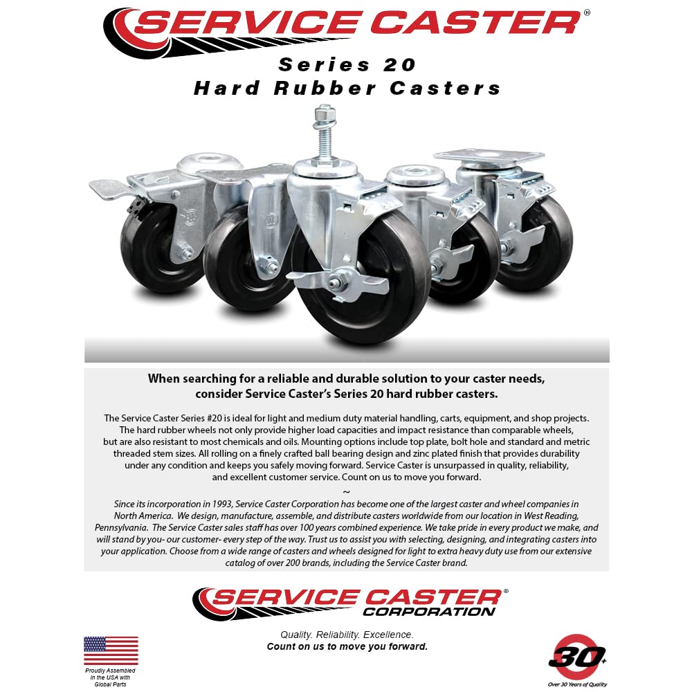 4-Pack Heavy Duty Hard Rubber Swivel Casters with 5
