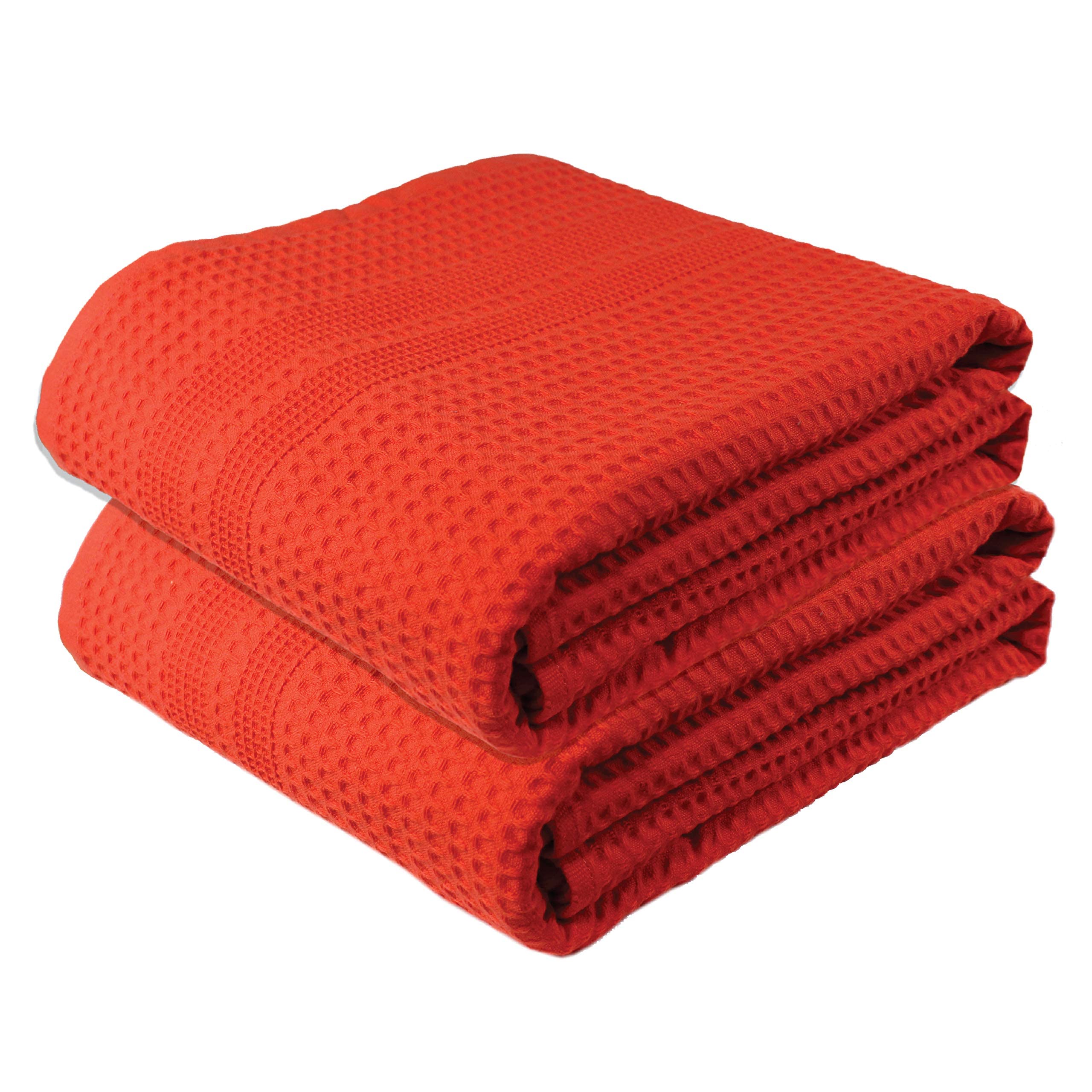 GILDEN TREE 40x80 Oversized Quick Dry Waffle Bath Sheets - 2 Pack Large Thin Body Towels for Adults | Ultra Absorbent & Lightweight | Perfect for Spa, Beach & Luxury Bathrooms (Bright Coral)