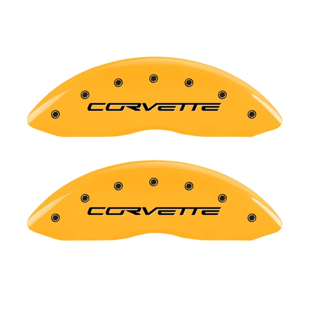 High-Performance MGP Brake Caliper Covers for 2005-2013 Chevrolet Corvette C6 (Including Z51 Package) - Front & Rear Set in Vibrant Yellow - Enhance Your Sports Car's Aesthetics for Racing & Car Shows