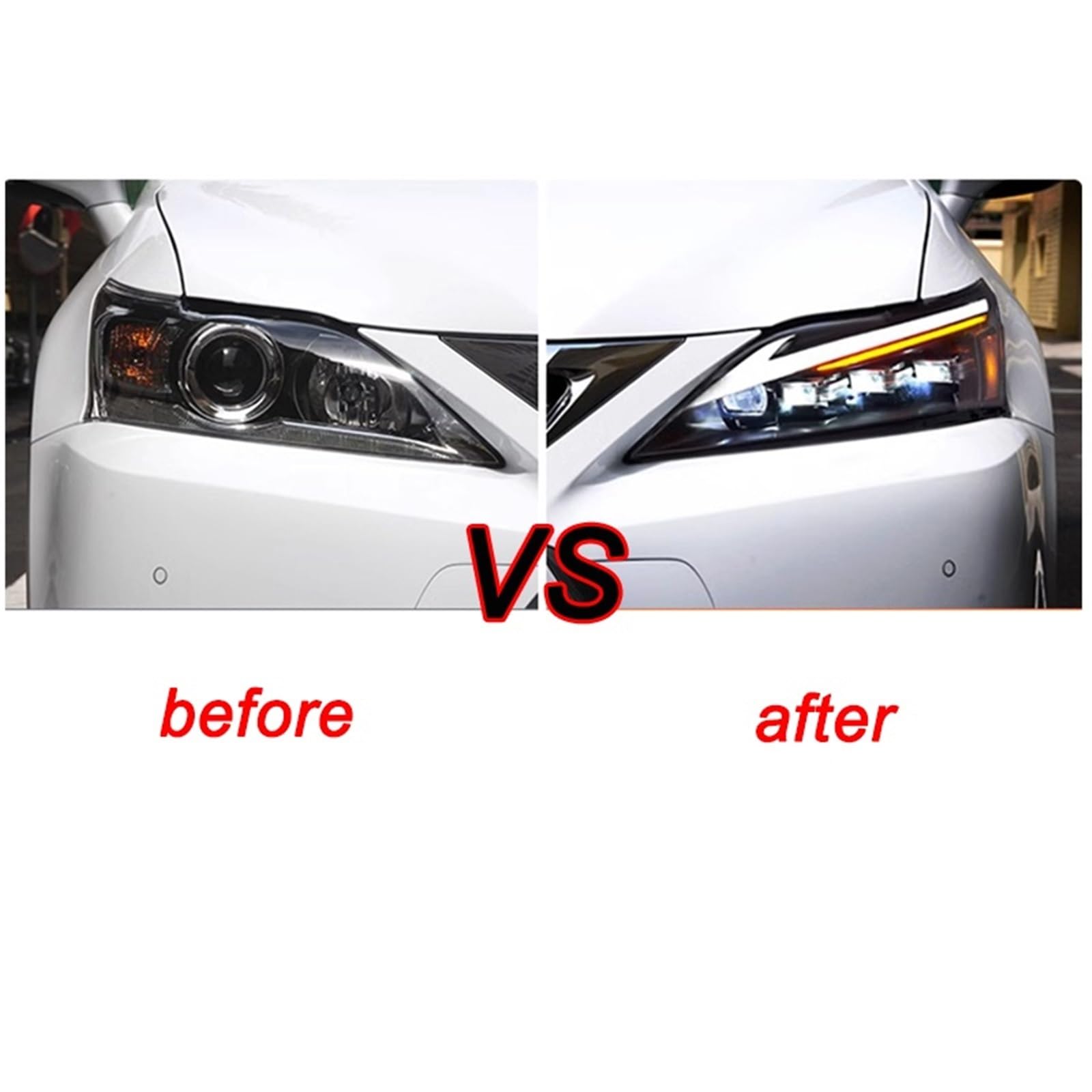 Upgraded Matrix Style LED Headlights Compatible with Lexus CT200 2013-2017 | DRL Dynamic Signal Lamp | Left Steering Wheel | Perfect for Night Driving & Enhanced Visibility