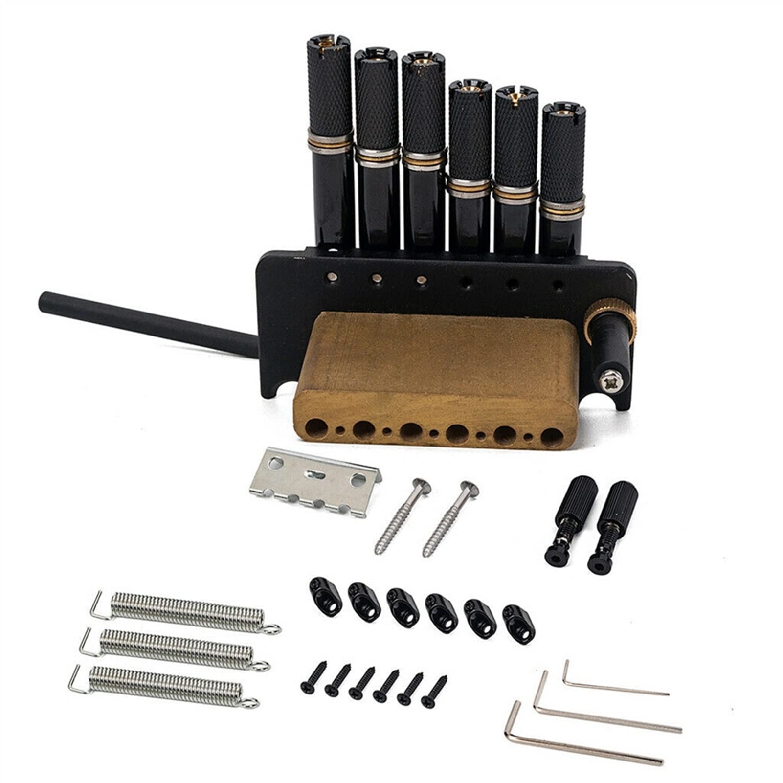 6-String Headless Guitar Fanned Fret Tremolo Bridge System - Black | Perfect for Extended Range & Multi-Scale Guitars | Ideal for Metal, Jazz & Progressive Rock Players