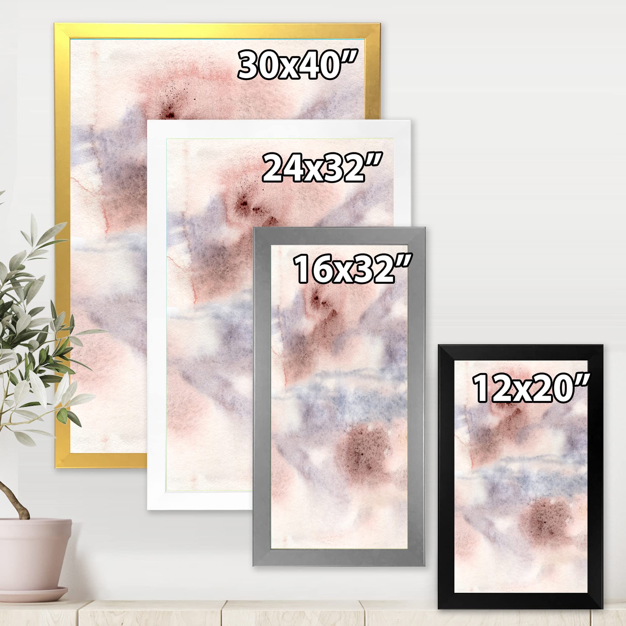 Pastel Abstract Wall Art with Blue Pink Gray & Red Spots - Modern Framed Canvas Painting for Living Room, Bedroom & Office Decor