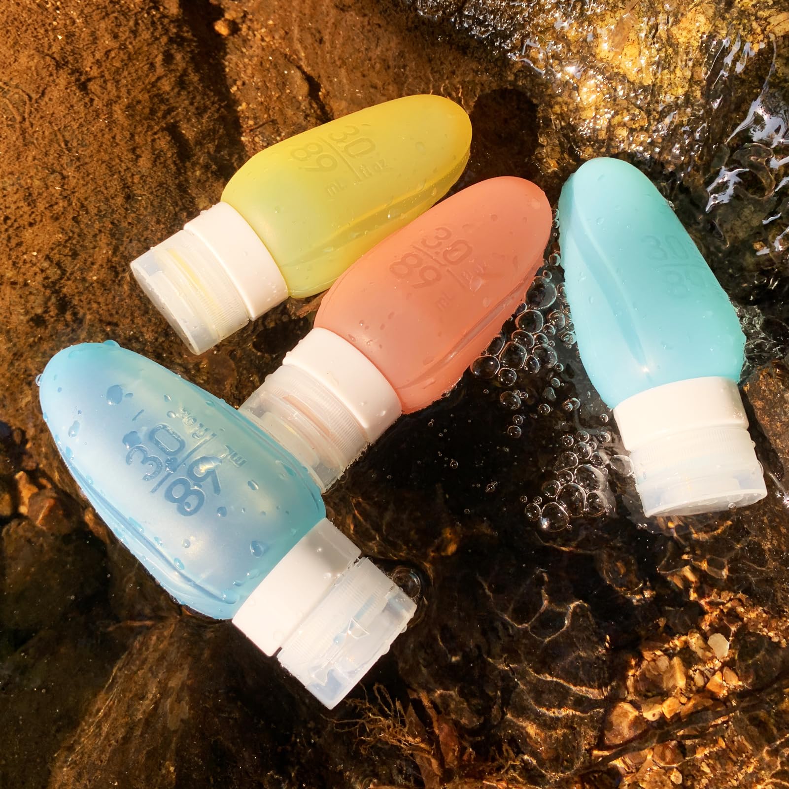 TSA Approved 3oz Leak Proof Silicone Travel Bottles for Toiletries - BPA Free, Squeezable & Translucent Portable Containers - Perfect for Cosmetics, Lotion & Shampoo - Ideal for Air Travel, Gym & Vacation (Yellow)