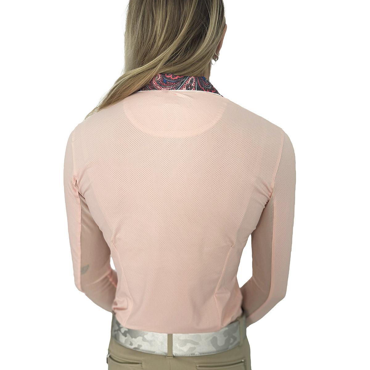 Essex Classics Women's Pink Paisley Luna Performance Long Sleeve Show Shirt - Equestrian Riding & Horse Show Competition Top